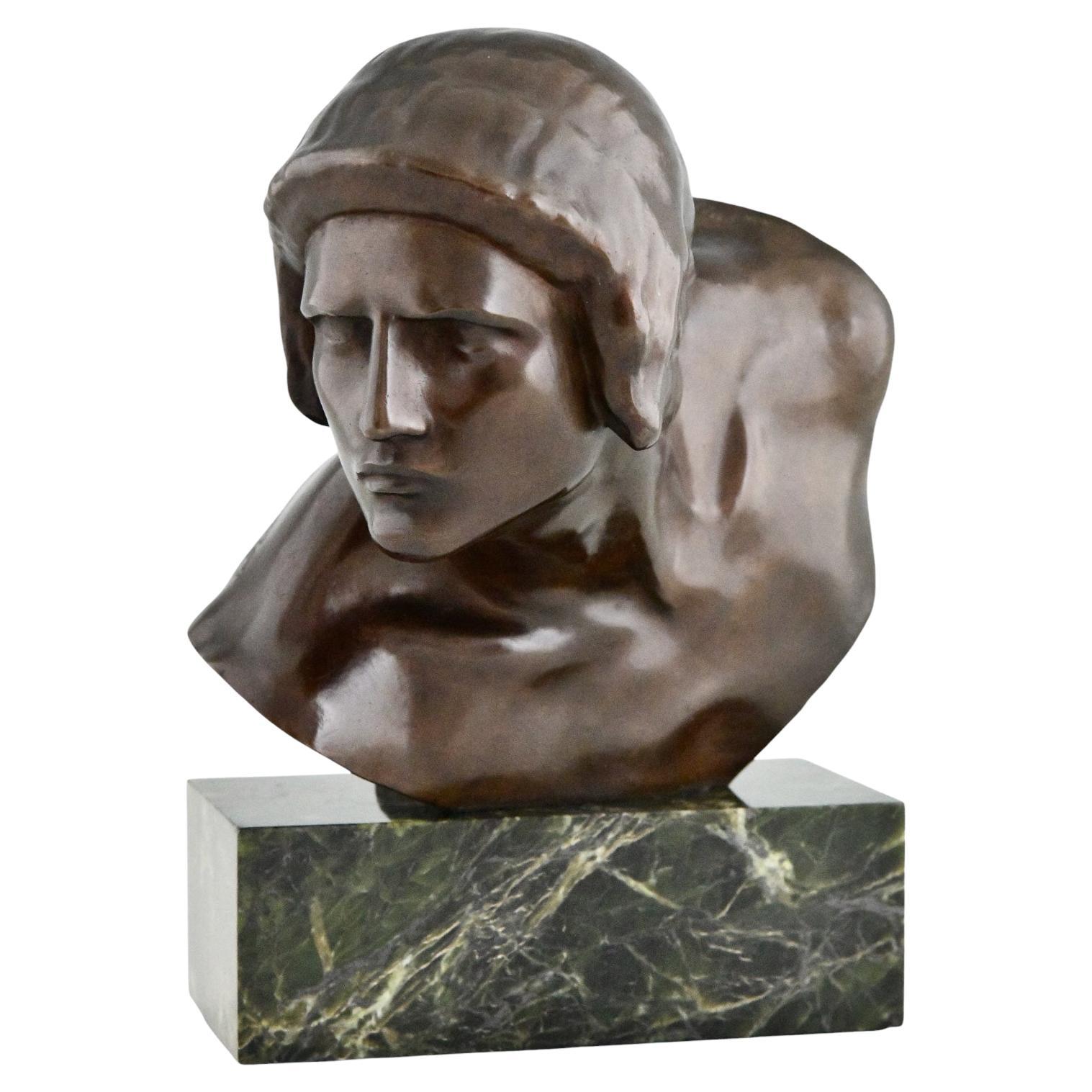 Art Deco Bronze Sculpture Bust of Achilles by Constant Roux, 1920