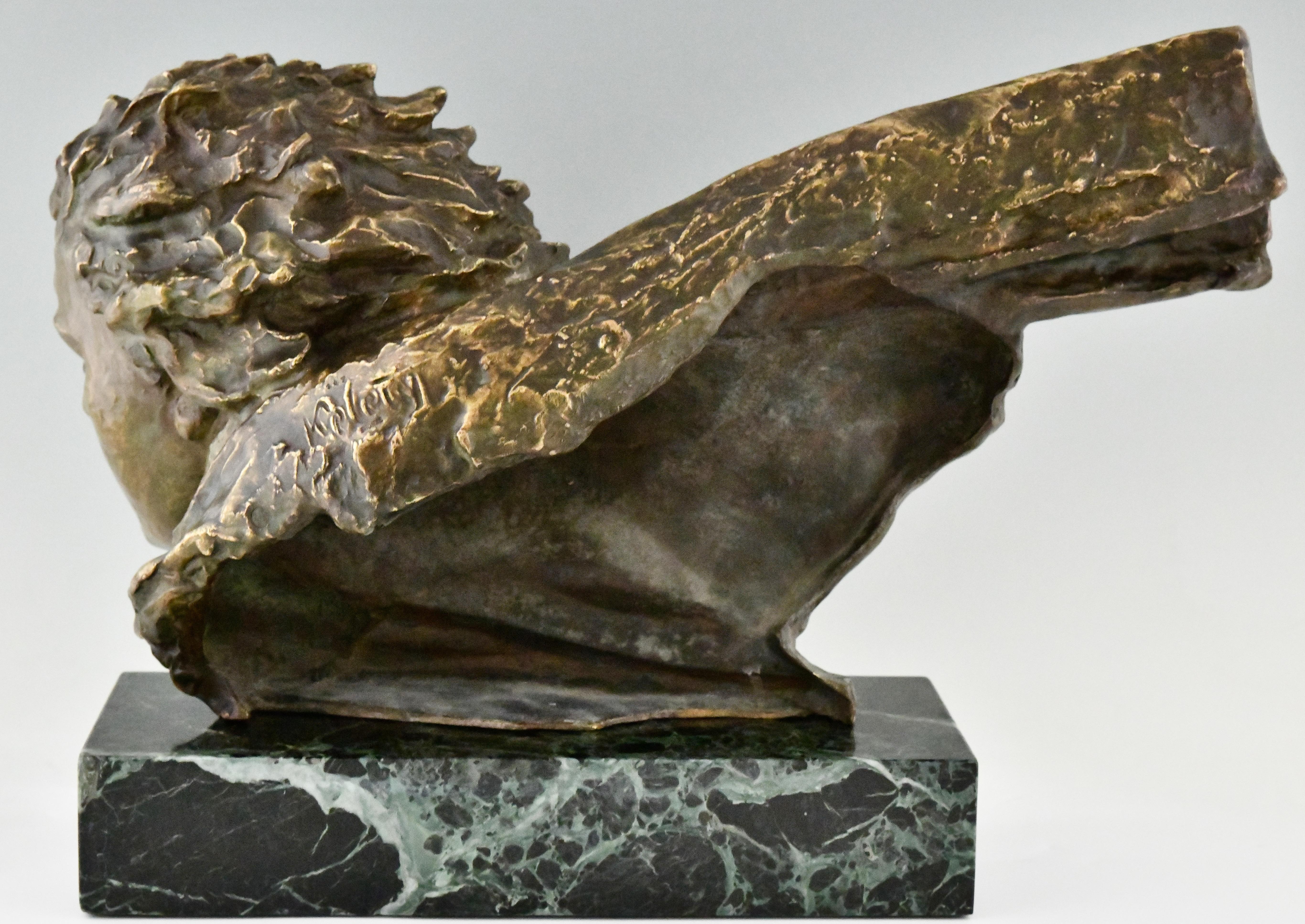 Art Deco Bronze Sculpture Bust of Jean Mermoz by Alexandre Kelety, 1930 1