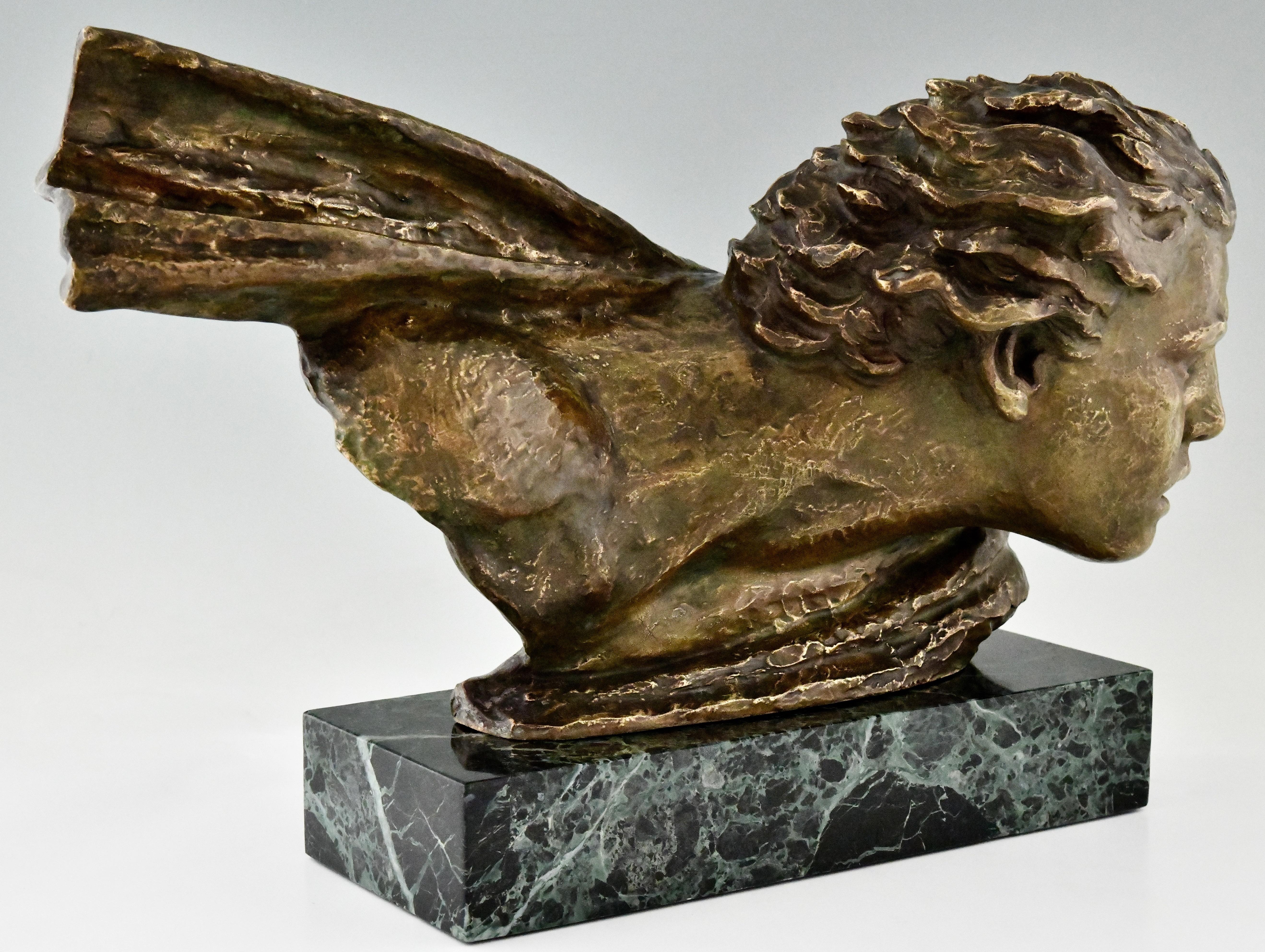 Art Deco Bronze Sculpture Bust of Jean Mermoz by Alexandre Kelety, 1930 3