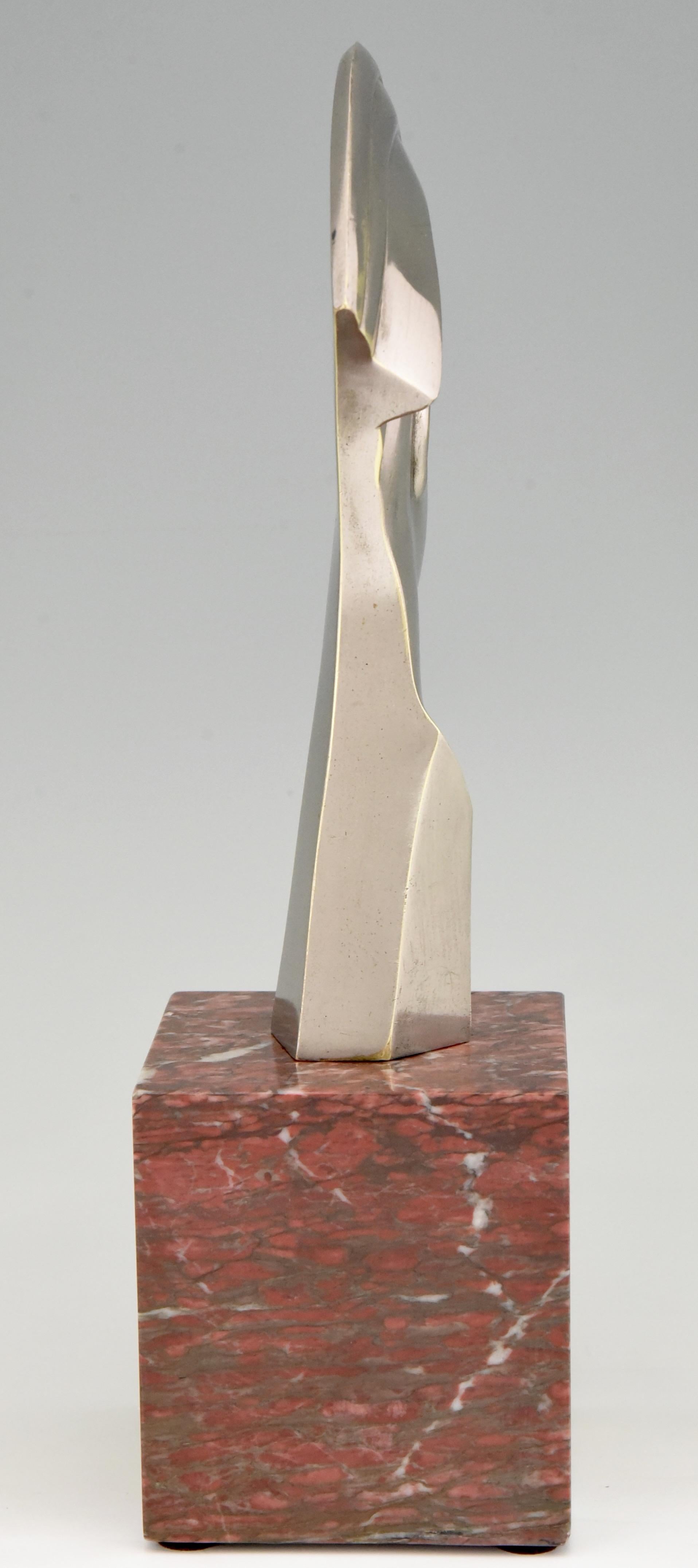 20th Century Art Deco bronze sculpture bust woman profile att. to Guido Cacciapuoti 1930