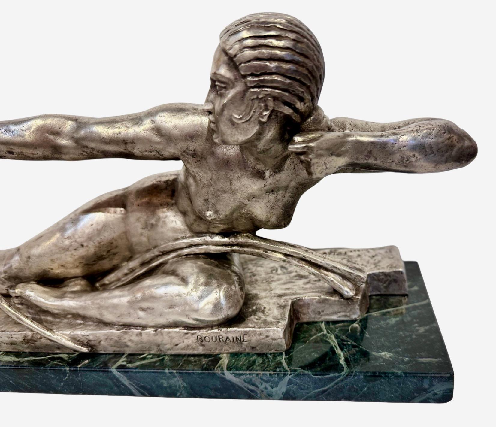 French Art Deco Bronze Sculpture by Bouraine of Amazon Queen Penthesilea For Sale