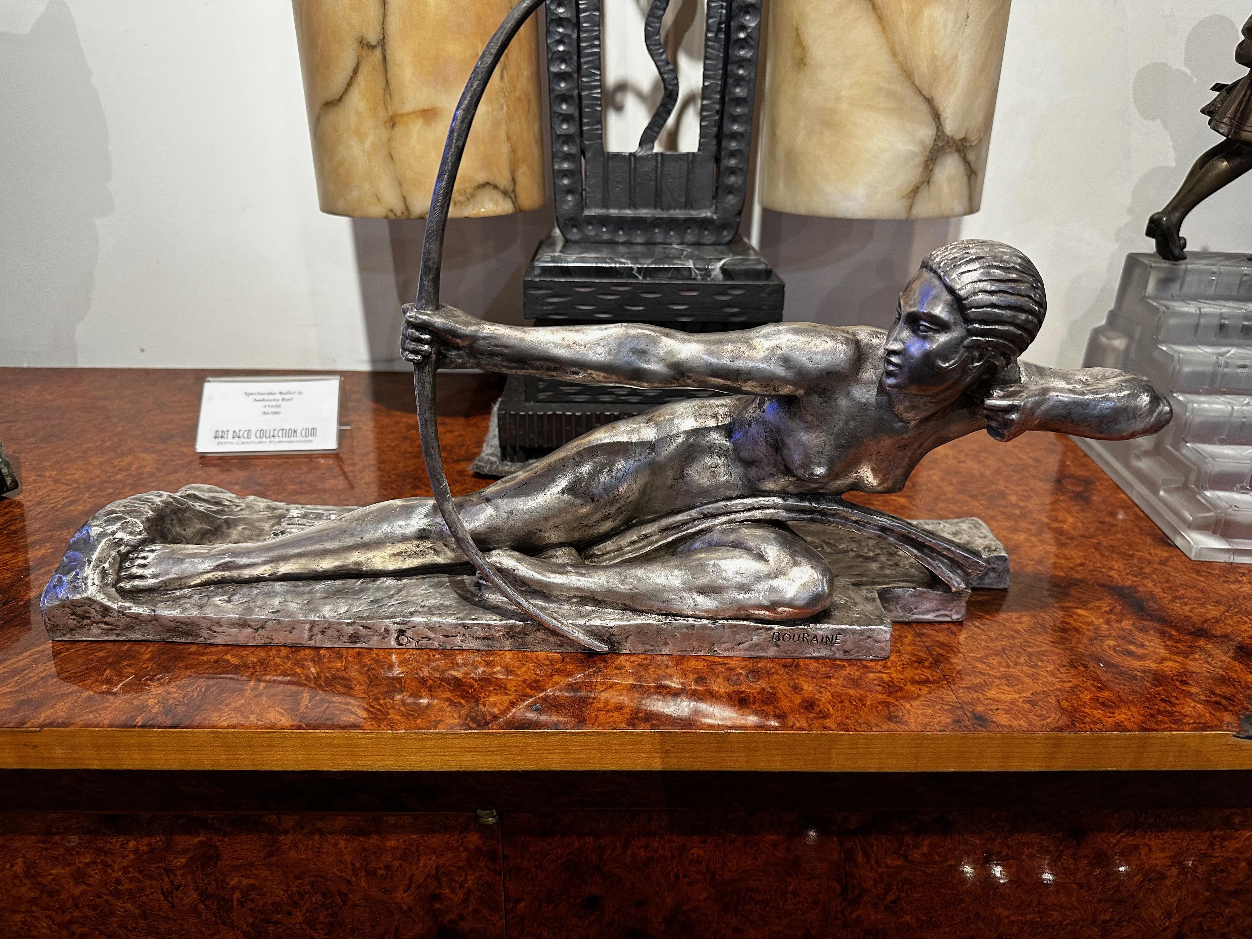 Art Deco Bronze Sculpture by Bouraine of Amazon Queen Penthesilea In Good Condition For Sale In Oakland, CA