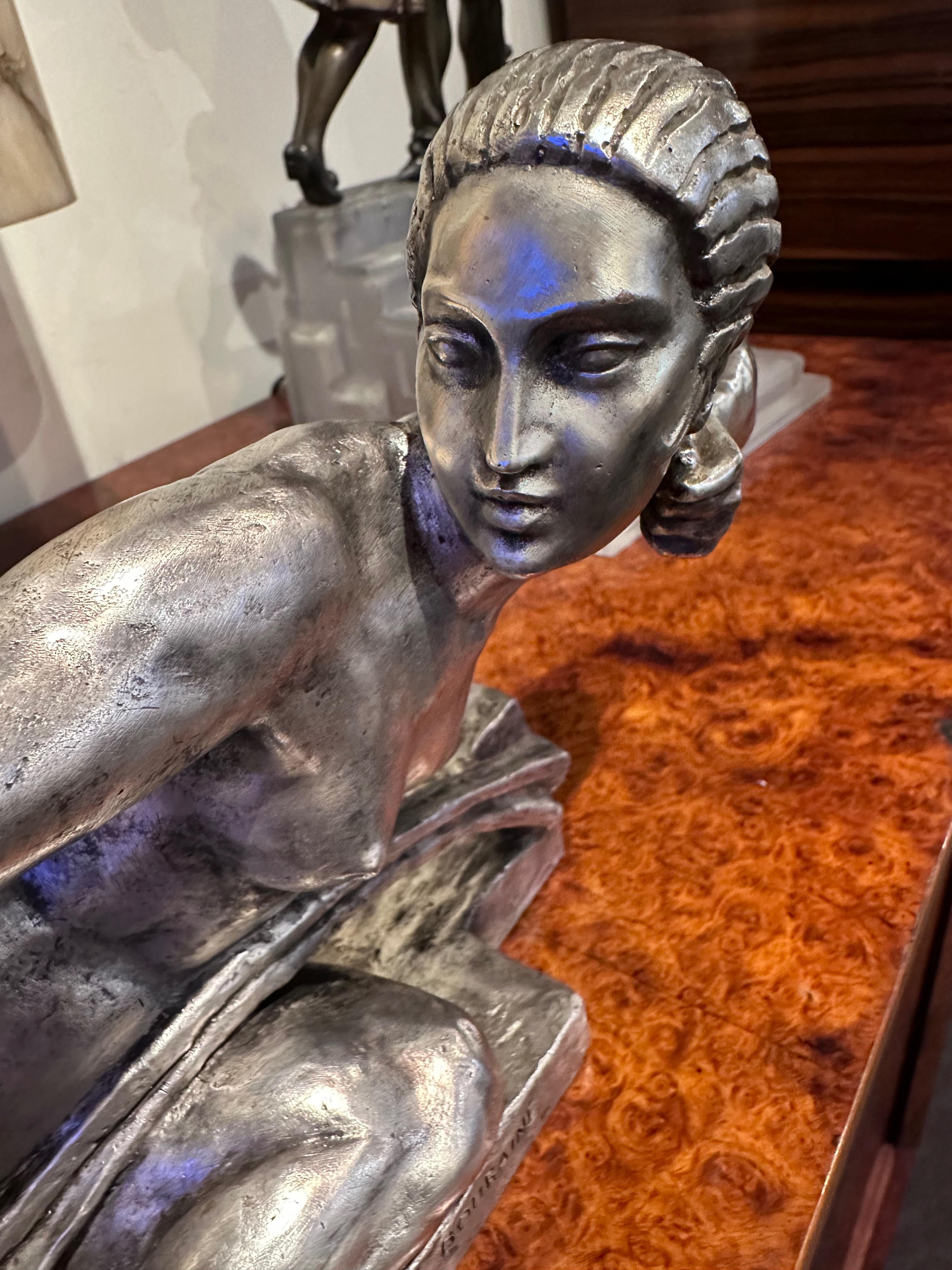 Mid-20th Century Art Deco Bronze Sculpture by Bouraine of Amazon Queen Penthesilea For Sale