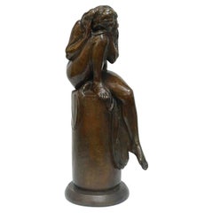 Art Deco Bronze Sculpture by Henry Arnold of a Resting Nude Woman, Circa 1920