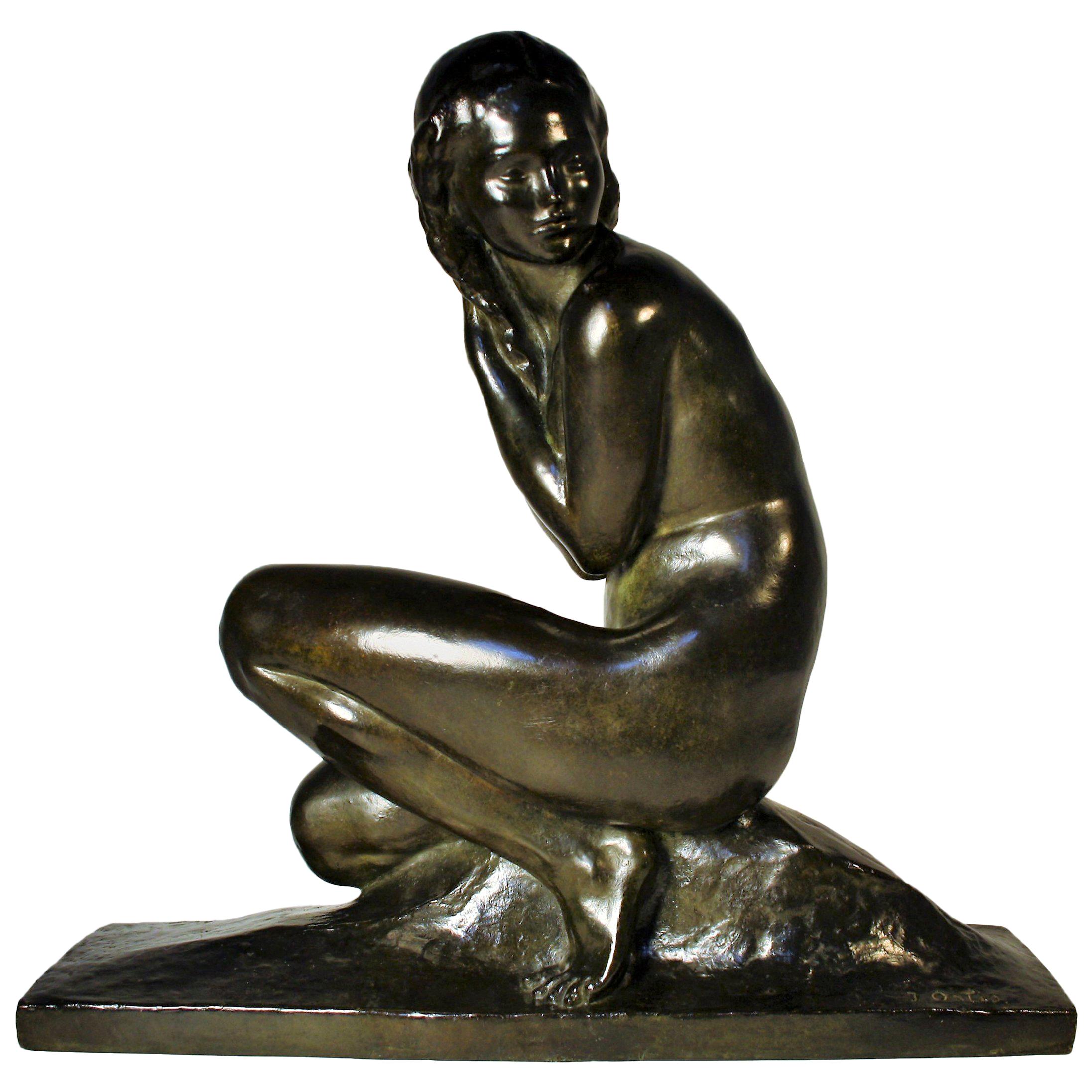 Art Deco Bronze Sculpture by Jean Ortis, 1930