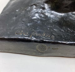 Art Deco Bronze Sculpture by Jean Ortis " NU FEMININ ACCROUPI" , 1930s