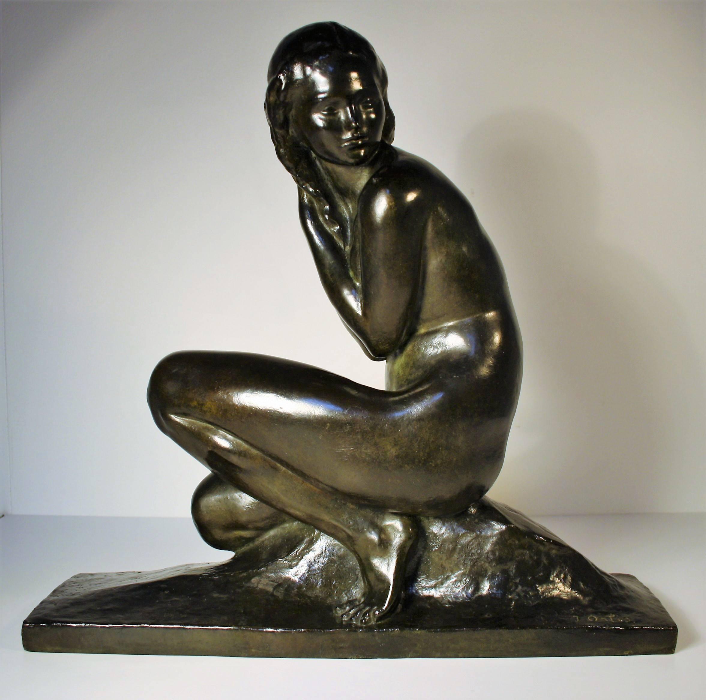 Art Deco Bronze Sculpture by Jean Ortis, 1930 6