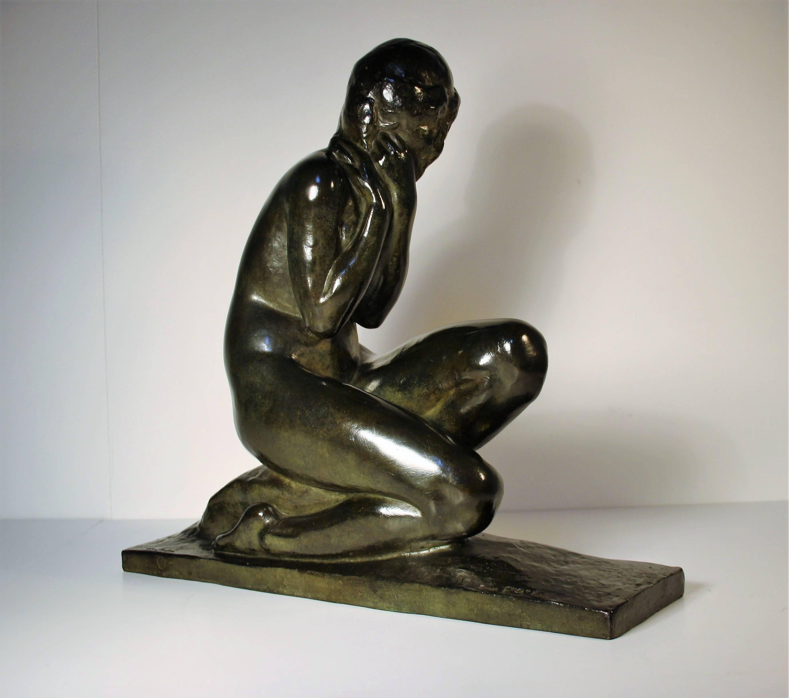 Art Deco Bronze Sculpture by Jean Ortis, 1930 In Good Condition In Belgium, BE