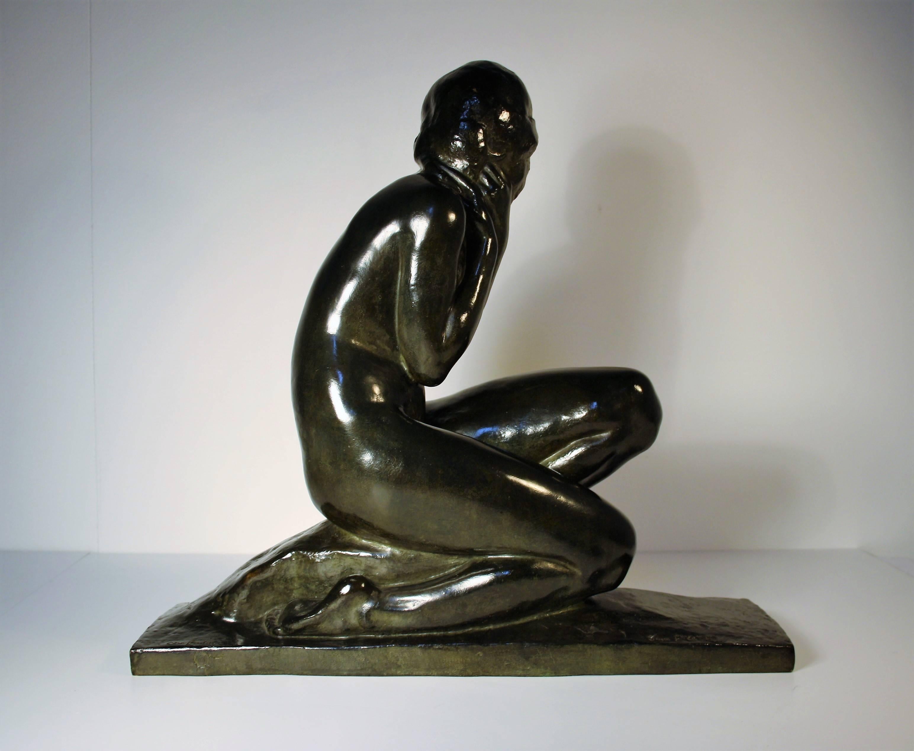 Mid-20th Century Art Deco Bronze Sculpture by Jean Ortis, 1930