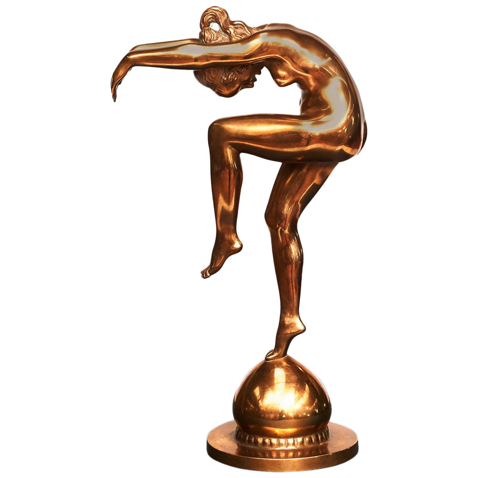 Art Deco Bronze Sculpture by Jens Jakob Bregnø