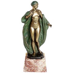 Antique Art Deco Bronze Sculpture by Joé Descomps, French, circa 1925