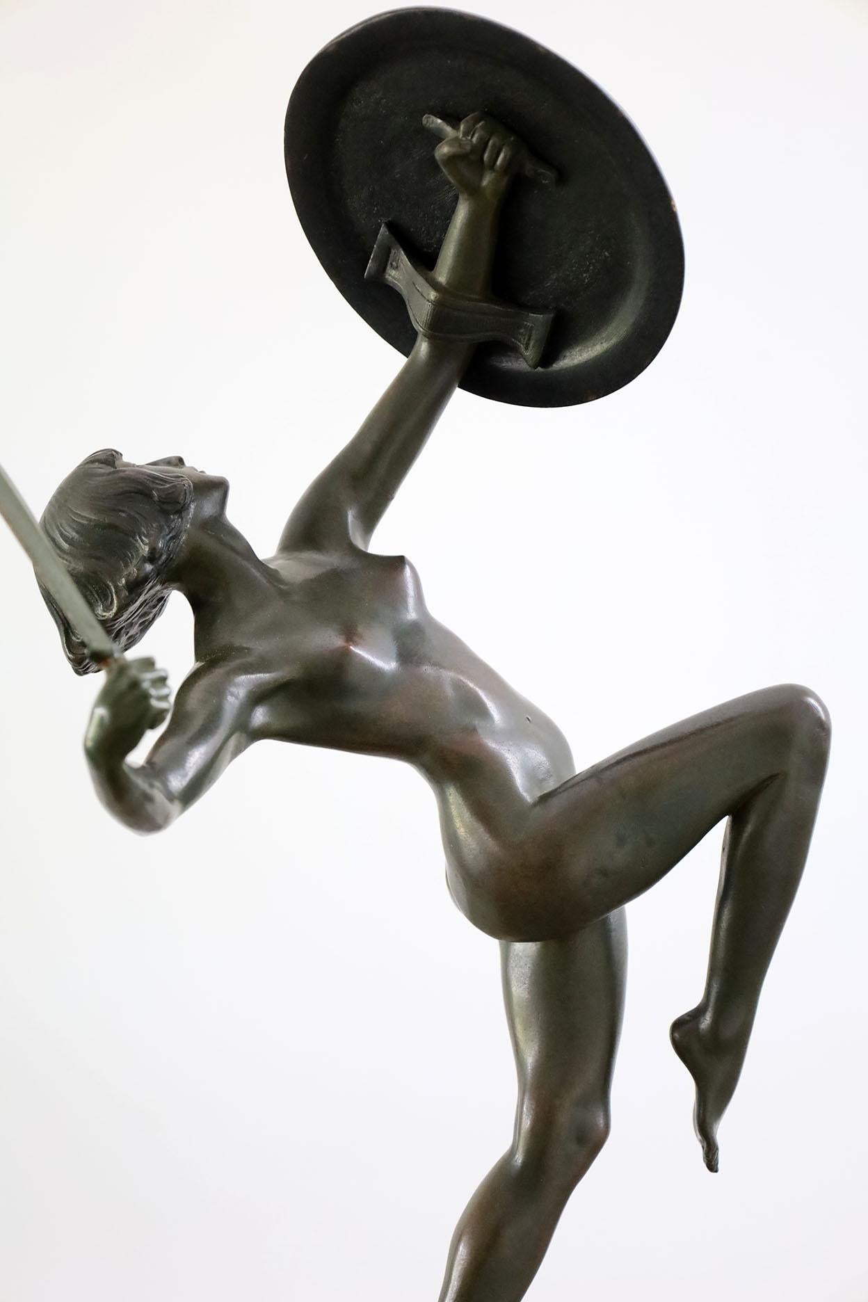 Mid-20th Century Art Deco Bronze Sculpture by Pierre Le Faguays For Sale