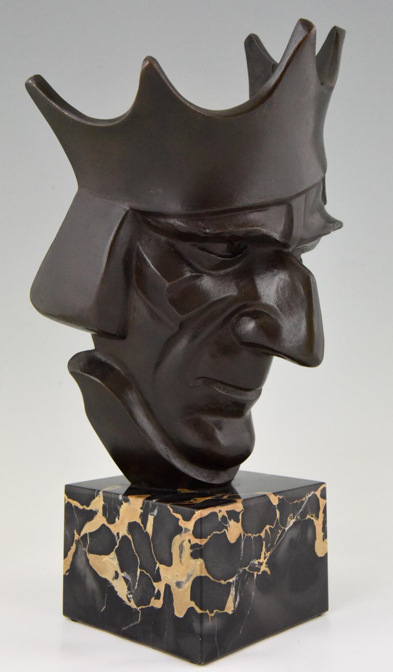 Art Deco Bronze Sculpture Court Jester with Crown by Roland Paris, 1920 at 1stDibs