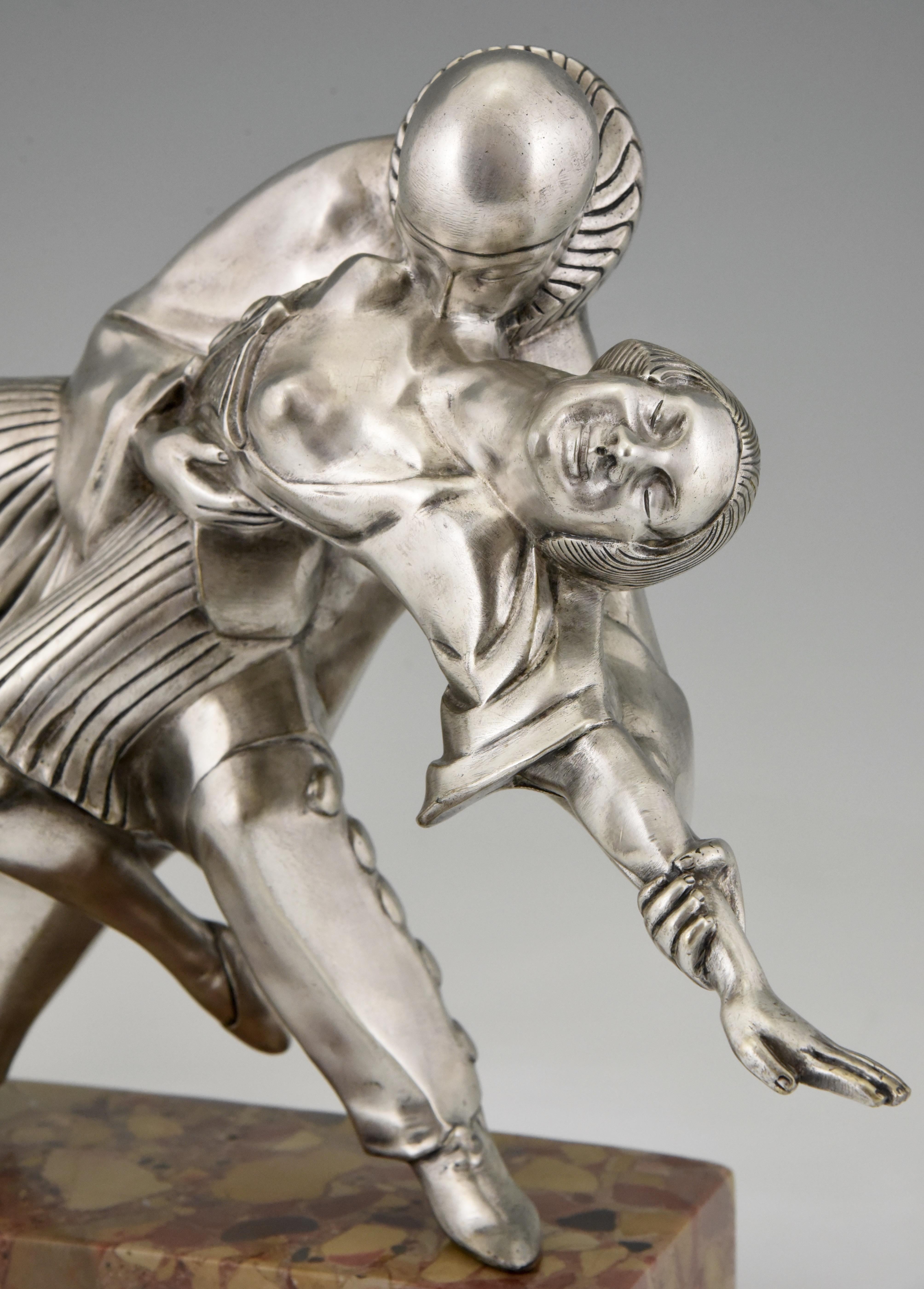 Art Deco Bronze Sculpture Cubist Dancers Pierrot and Colombine Thomas Cartier 3