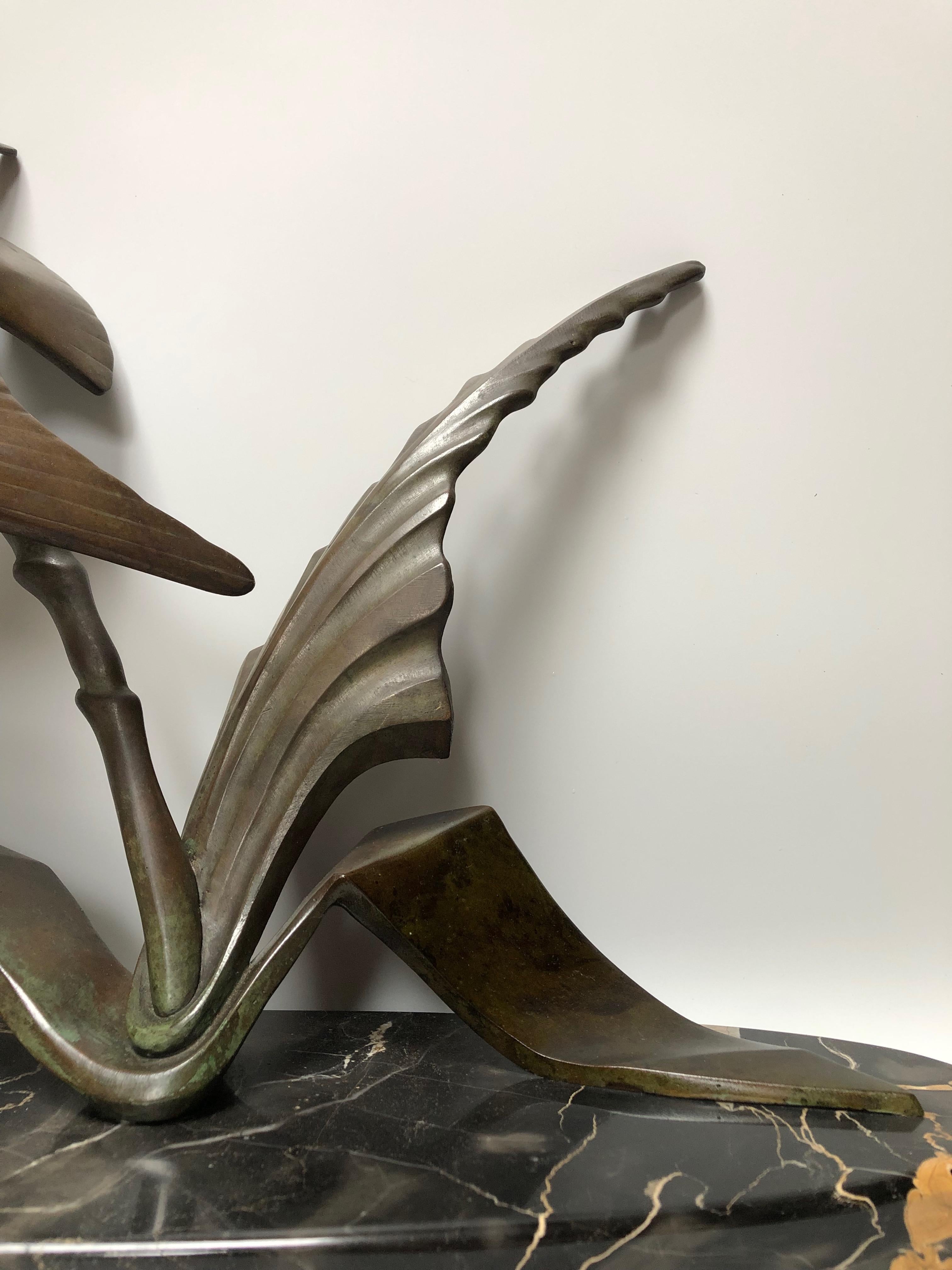 Art Deco Bronze Sculpture Cuckoo Tits Signed M. Guillemard In Excellent Condition For Sale In NANTES, FR