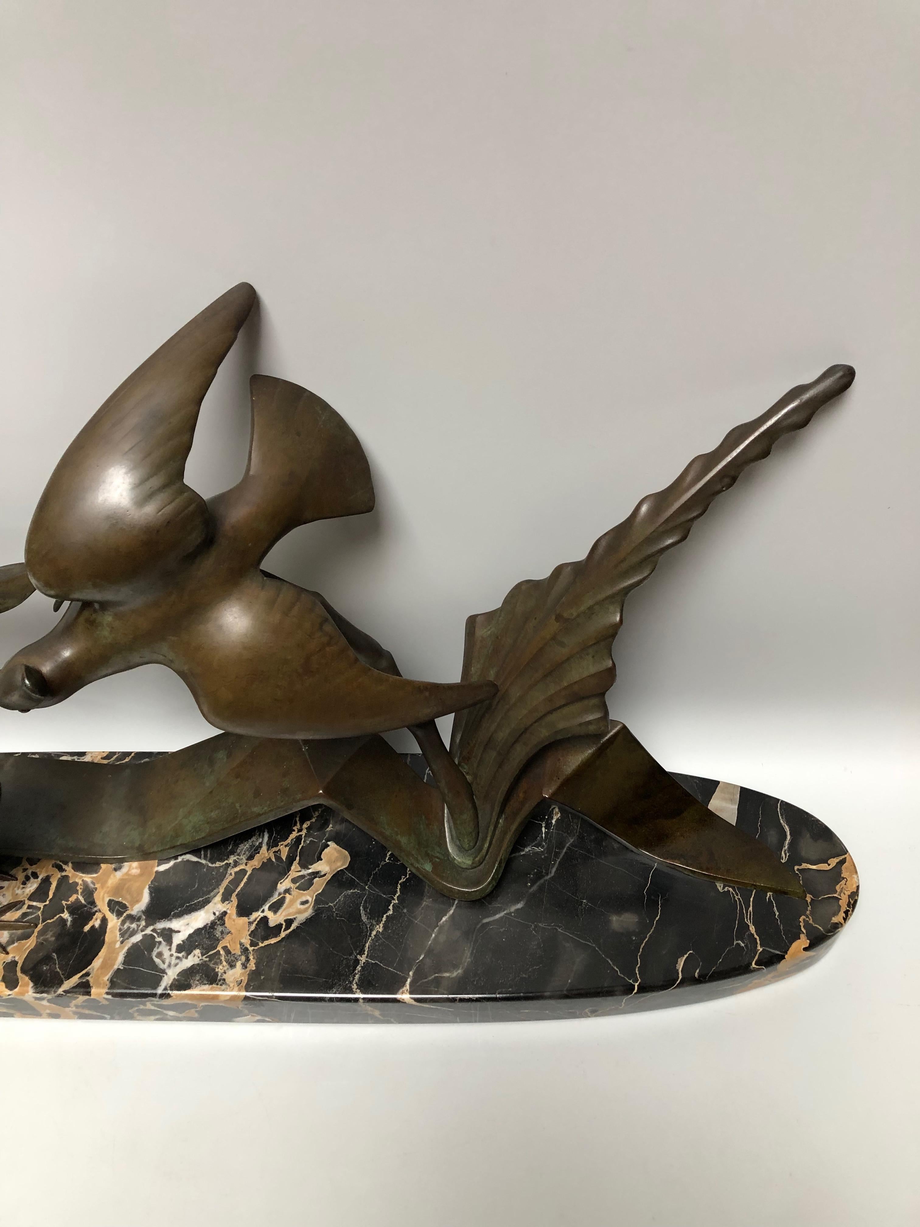 Art Deco Bronze Sculpture Cuckoo Tits Signed M. Guillemard For Sale 2