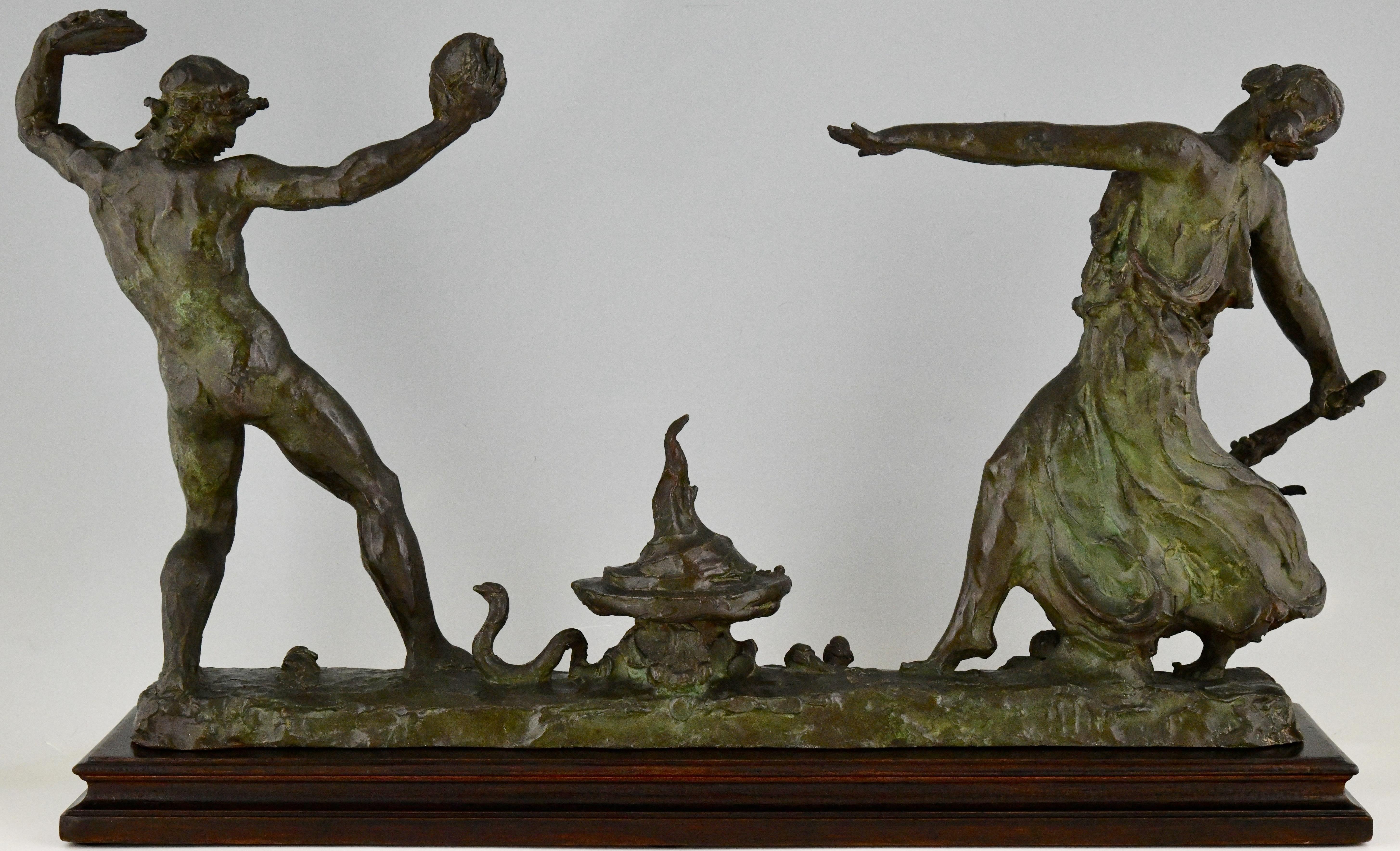 Art Deco Bronze Sculpture Dance of Fire by Félix Benneteau-Degrois 1920 In Good Condition In Antwerp, BE