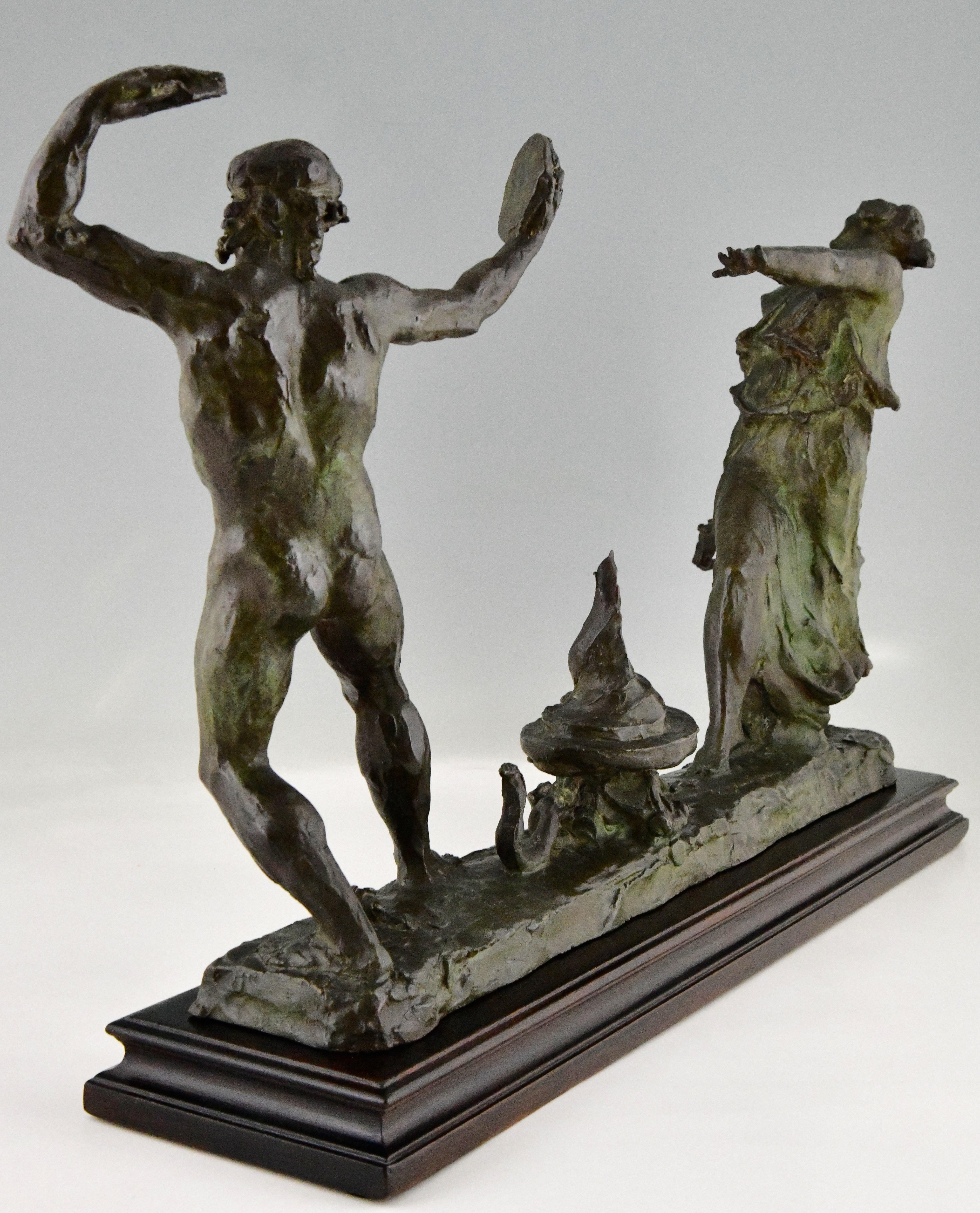 Early 20th Century Art Deco Bronze Sculpture Dance of Fire by Félix Benneteau-Degrois 1920
