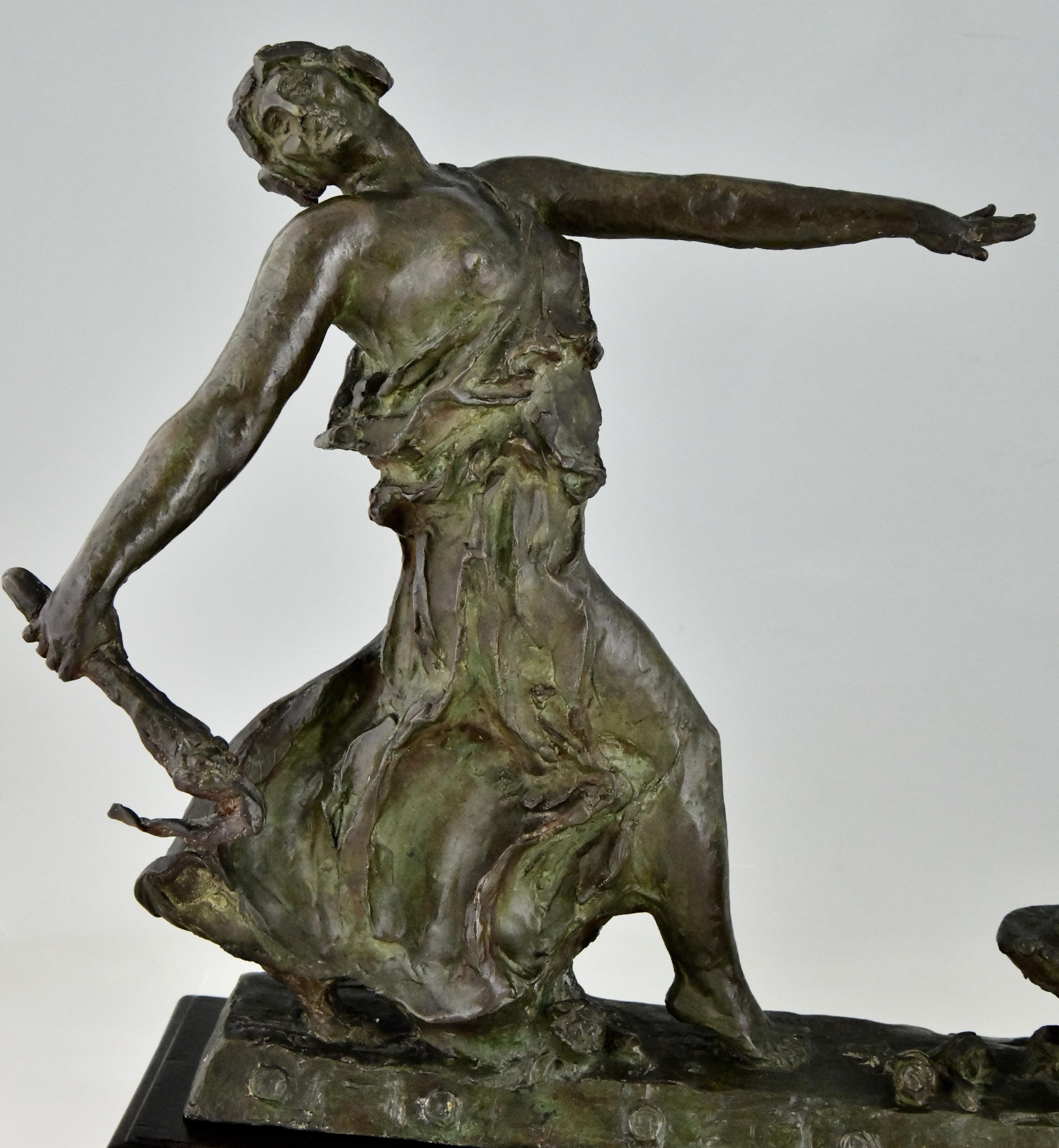 Art Deco Bronze Sculpture Dance of Fire by Félix Benneteau-Degrois 1920 3