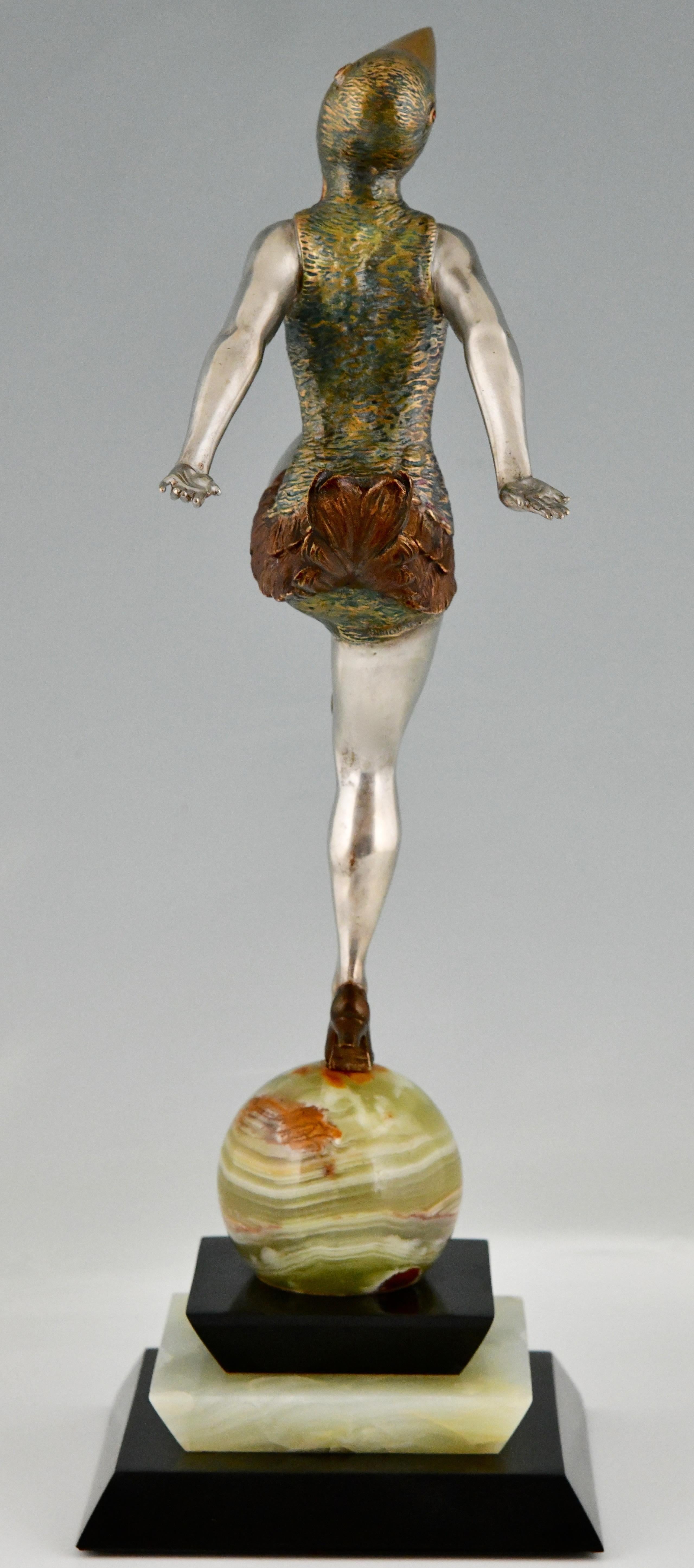 Art Deco Bronze Sculpture Dancer in Bird Costume by Enrique Molins Balleste 1925 4