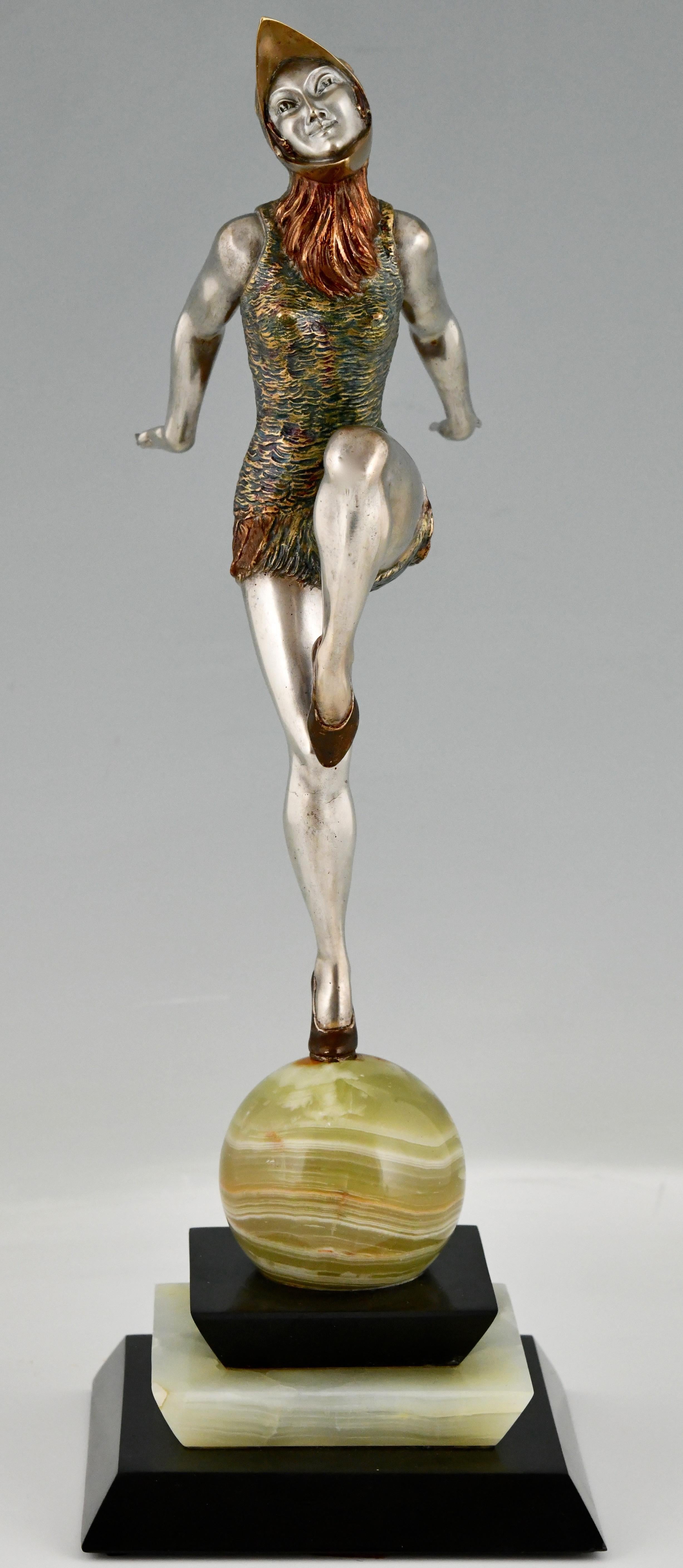 Art Deco Bronze Sculpture Dancer in Bird Costume by Enrique Molins Balleste 1925 In Good Condition In Antwerp, BE
