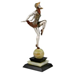 Art-Déco-Bronze-Skulptur Tänzerin mit Vogelkostüm von Enrique Molins Balleste, 1925