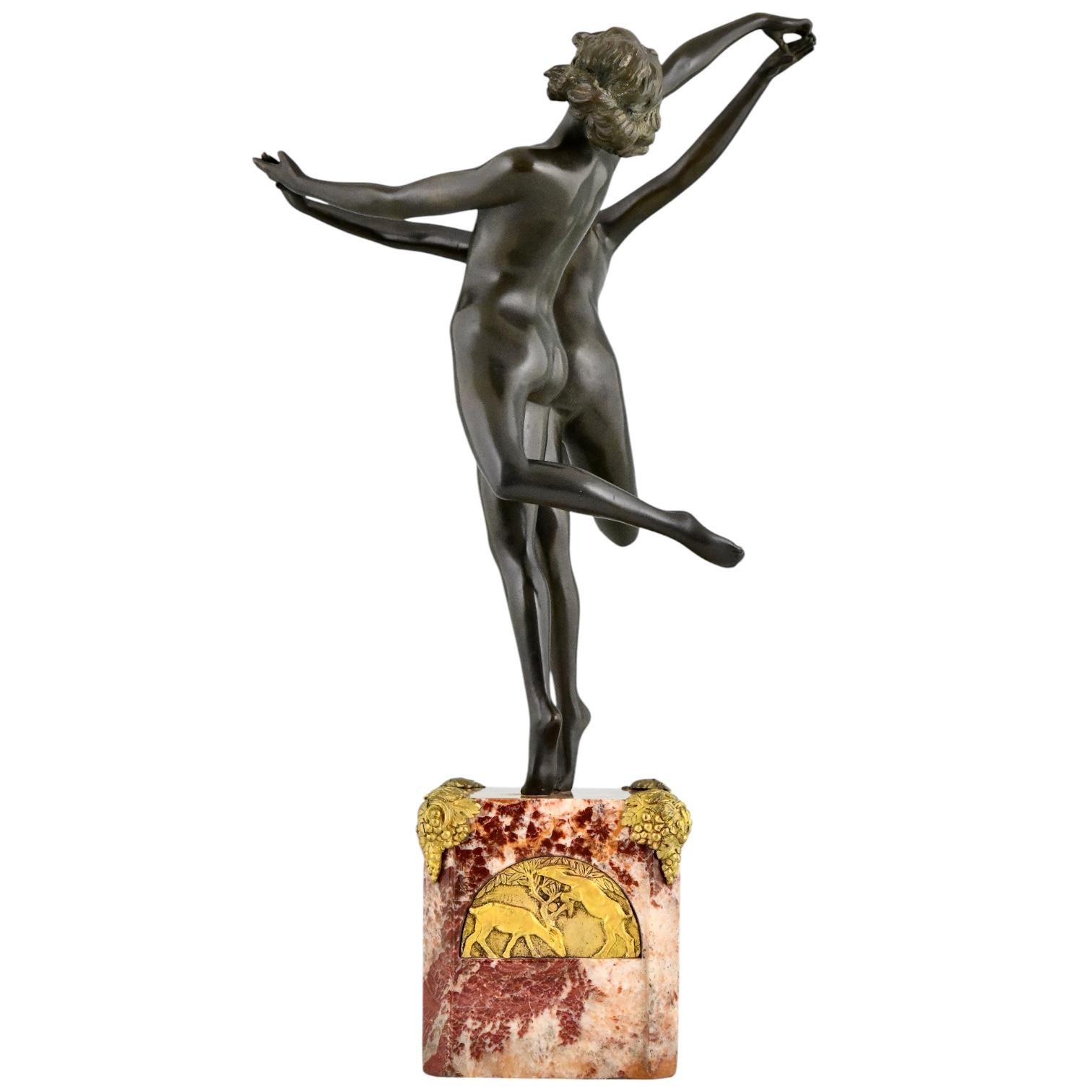 Escultura Art Déco en bronce de Claire Colnet Desnudos bailando Baile campestre 1925 Art Decó en venta