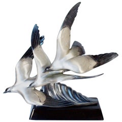 Art Deco Bronze Sculpture Depicting Seagulls in Flight, circa 1925