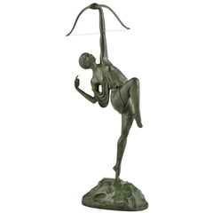 Art Deco bronze sculpture Diana with bow by Pierre Le Faguays & Susse Frères.