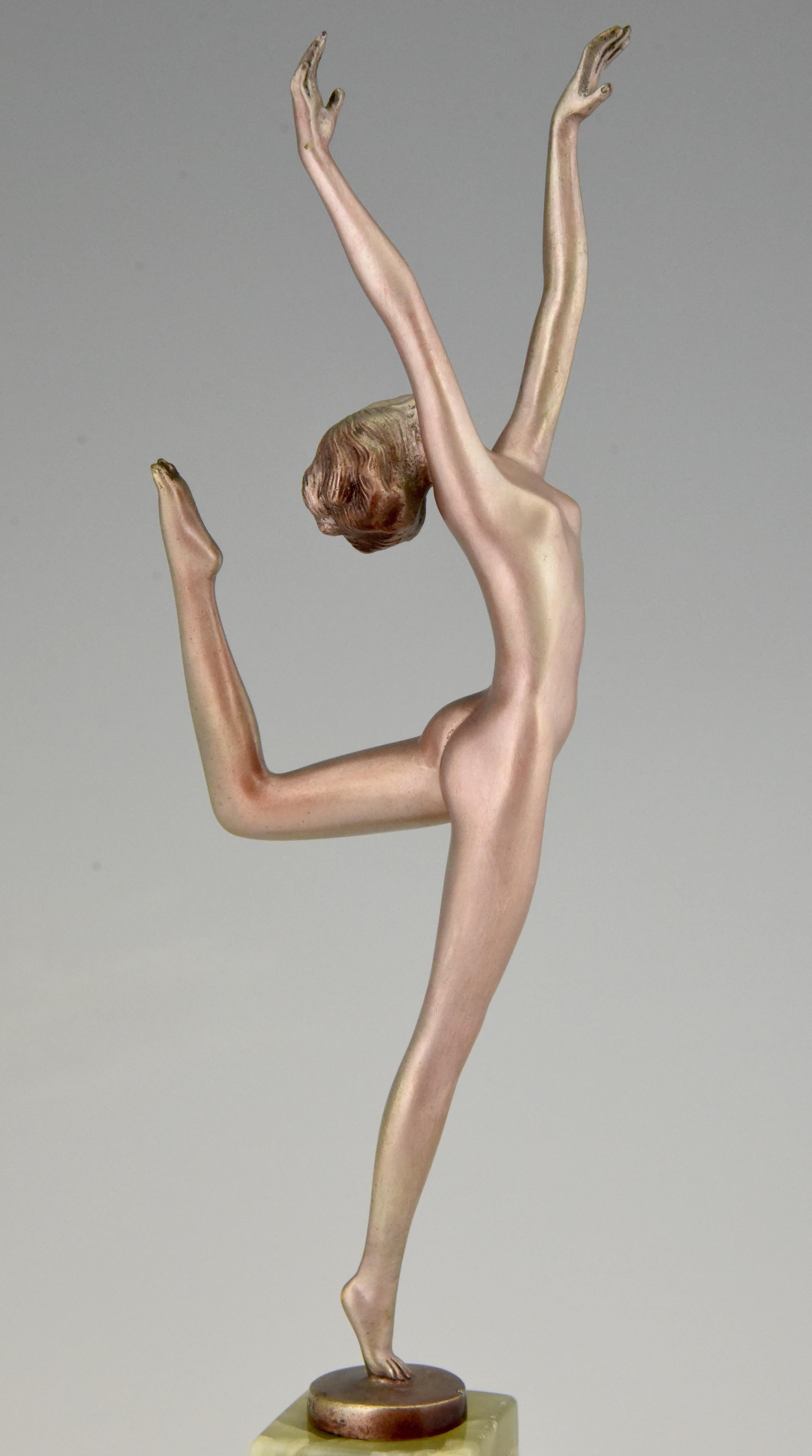 Art-déco-Bronze-Skulptur der weiblichen Akt Tänzerin Joseph Lorenzl, 1925, Österreich 3