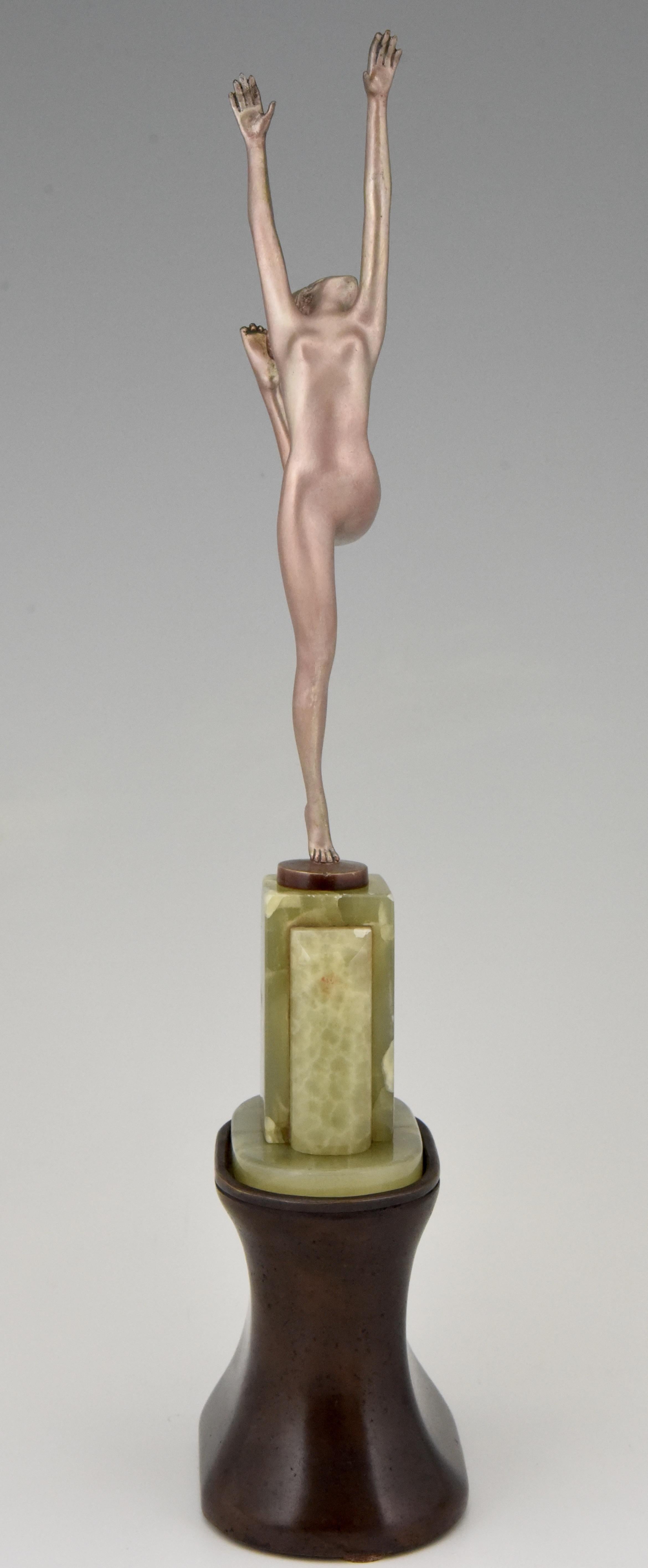 Art-déco-Bronze-Skulptur der weiblichen Akt Tänzerin Joseph Lorenzl, 1925, Österreich (Art déco)