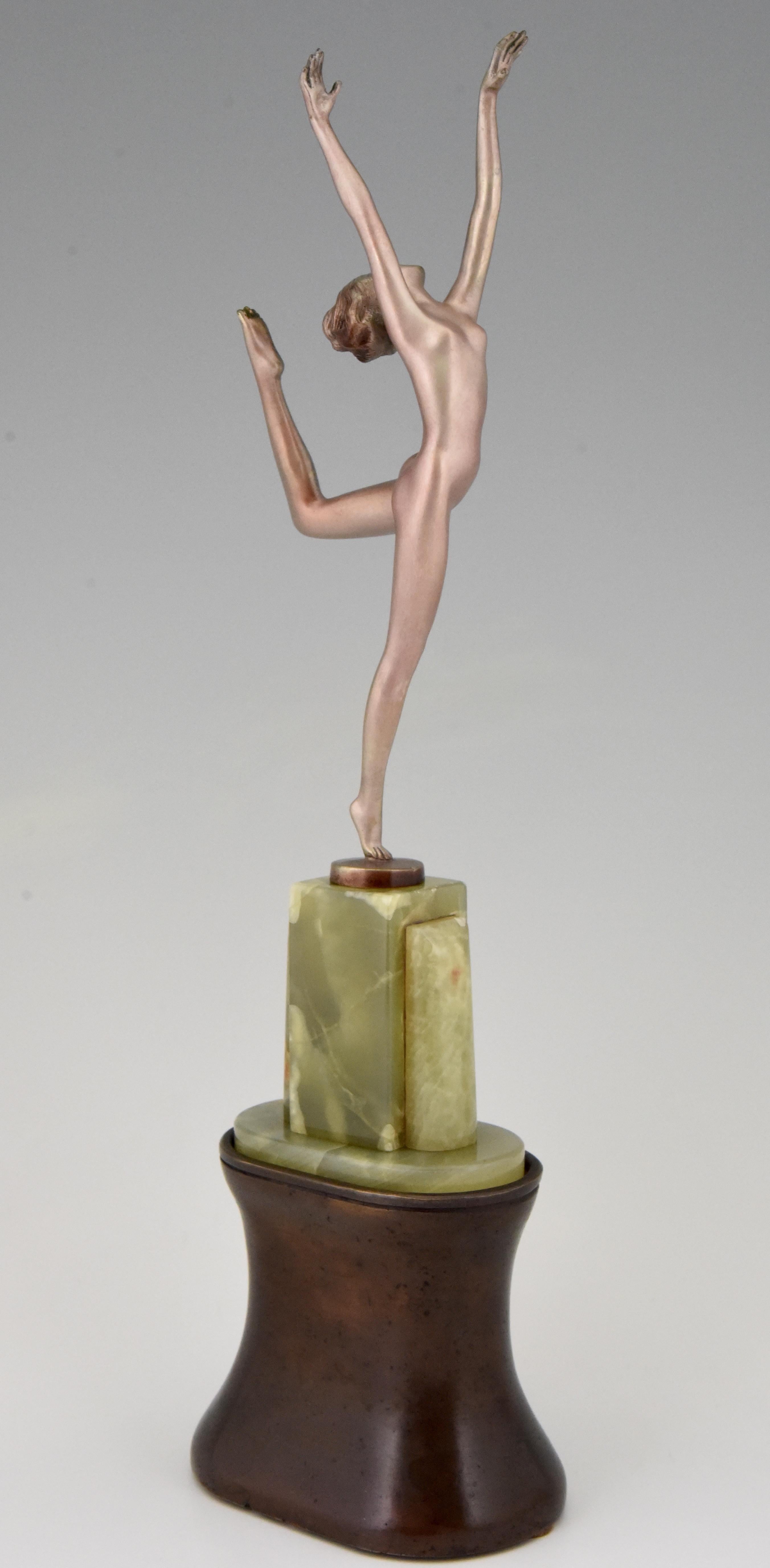 Art-déco-Bronze-Skulptur der weiblichen Akt Tänzerin Joseph Lorenzl, 1925, Österreich (Österreichisch)