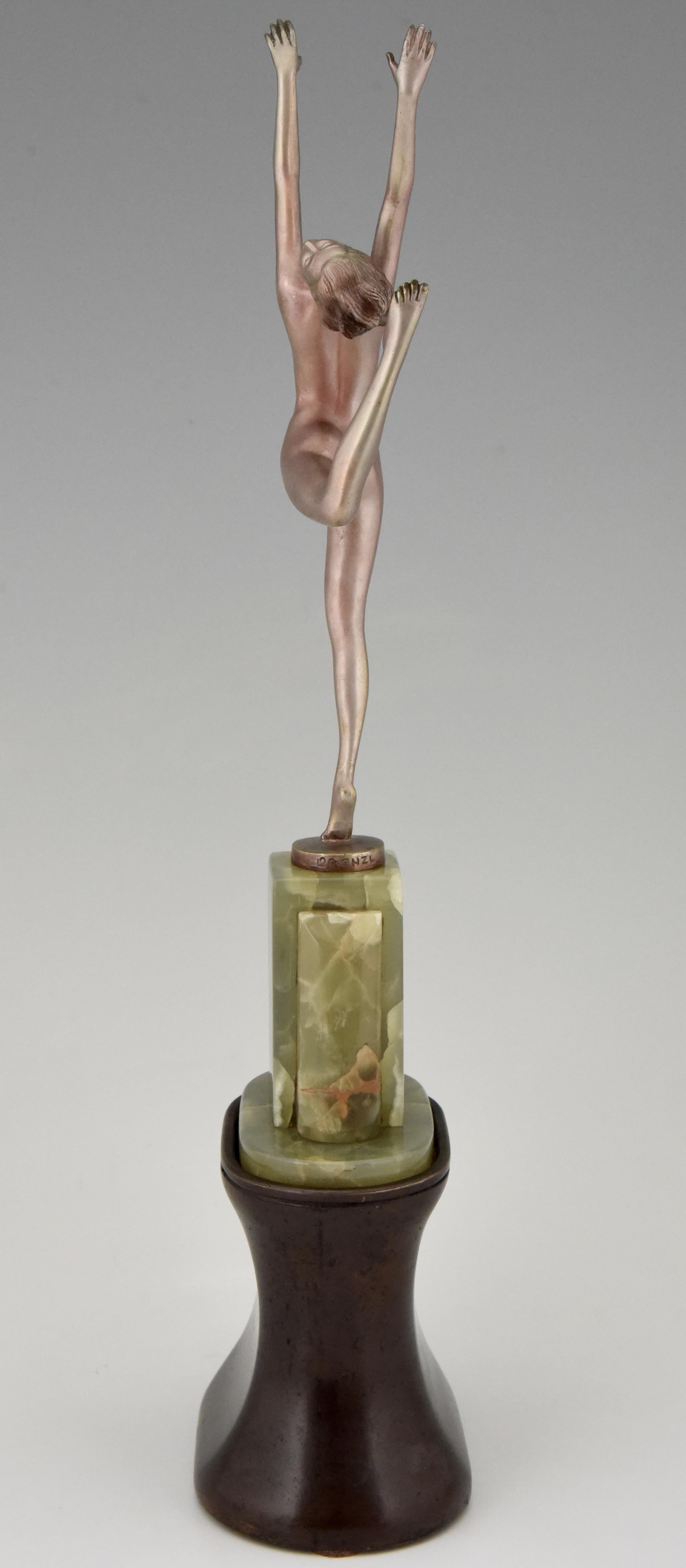 Art-déco-Bronze-Skulptur der weiblichen Akt Tänzerin Joseph Lorenzl, 1925, Österreich (20. Jahrhundert)