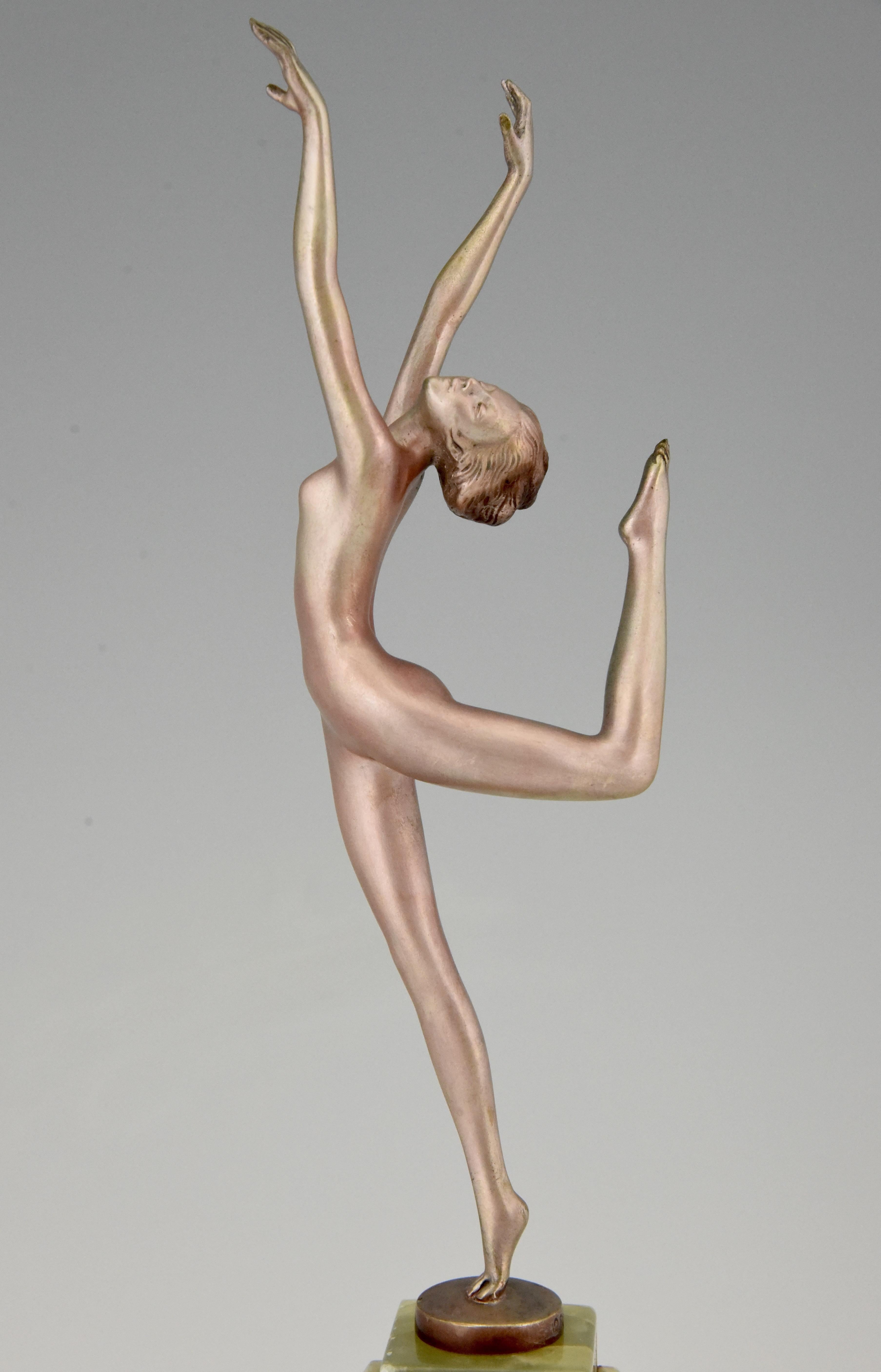Art-déco-Bronze-Skulptur der weiblichen Akt Tänzerin Joseph Lorenzl, 1925, Österreich 2