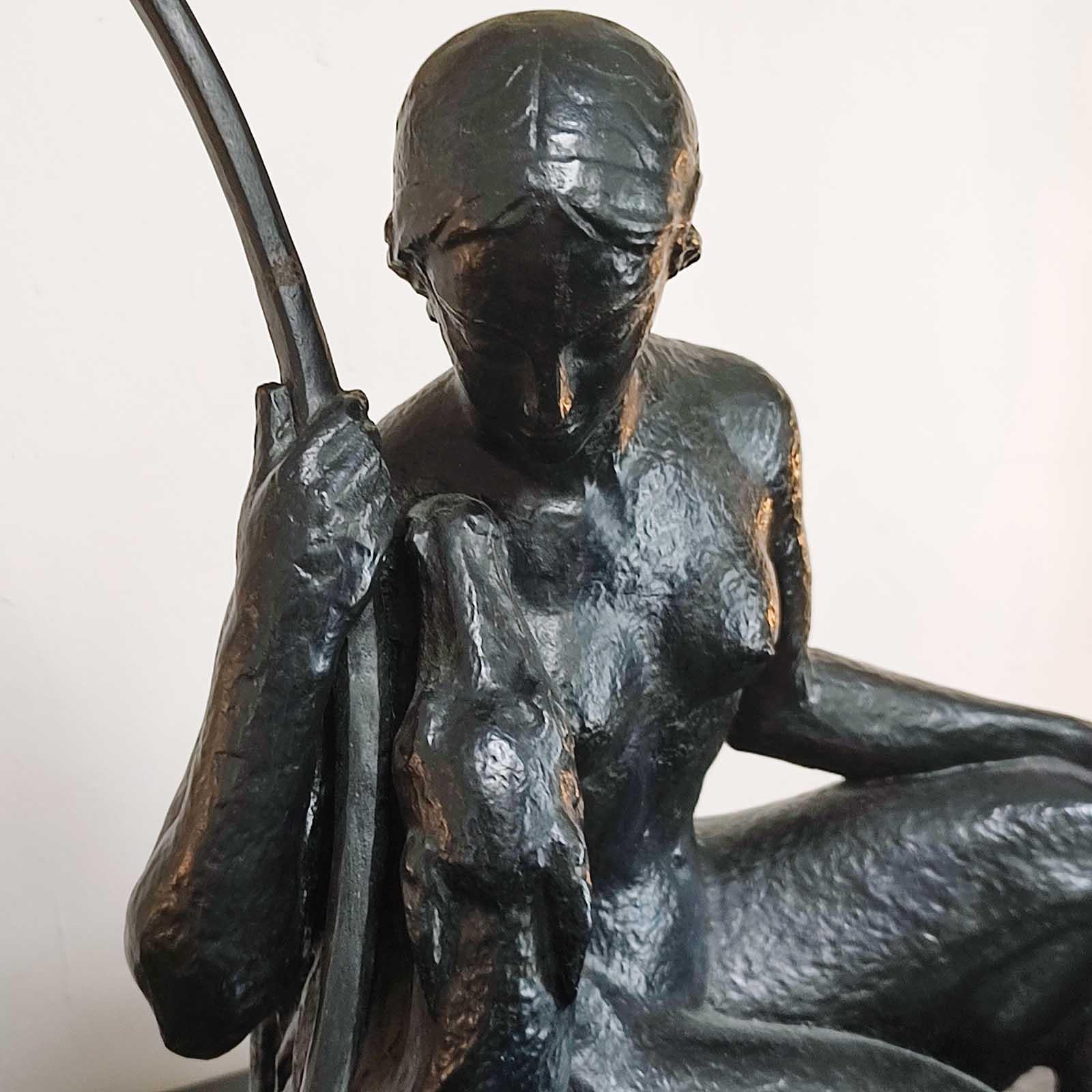 French Art Deco Bronze Sculpture Goddess of the Hunt by Andre Lavaysse, Susse Freres For Sale
