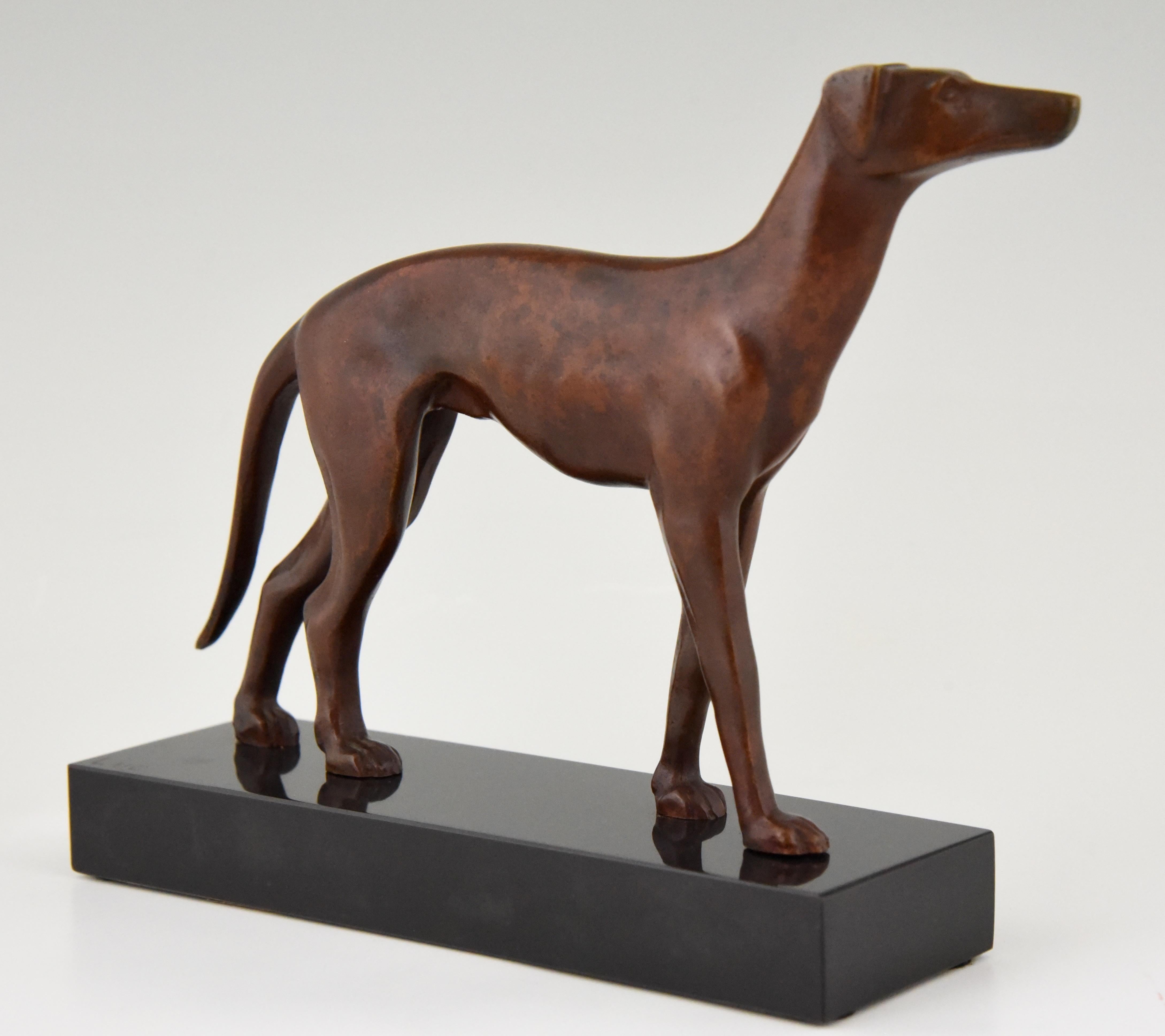 Art Deco Bronze Sculpture Greyhound Dog Jean Luc 1930 France In Good Condition In Antwerp, BE