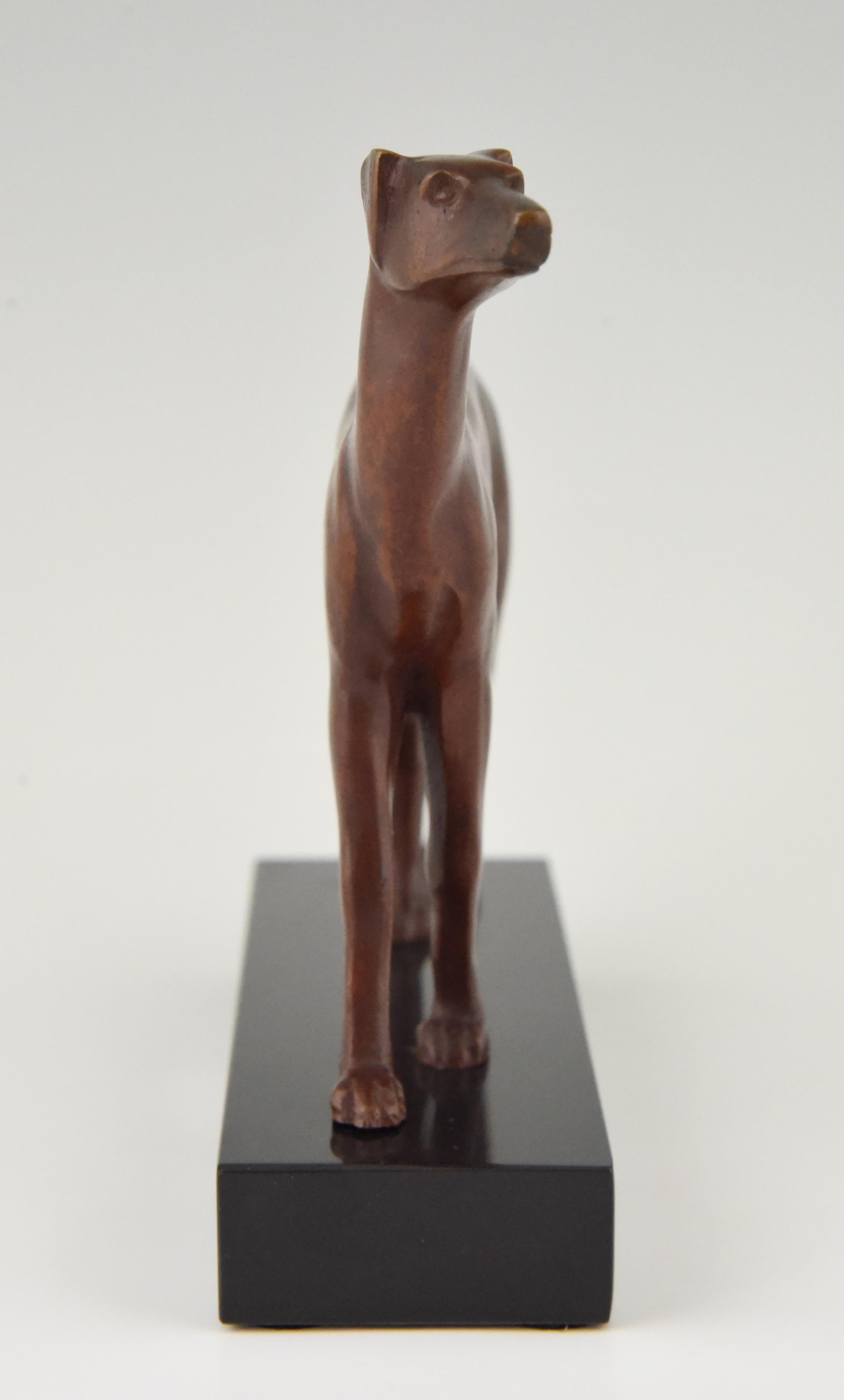 Mid-20th Century Art Deco Bronze Sculpture Greyhound Dog Jean Luc 1930 France