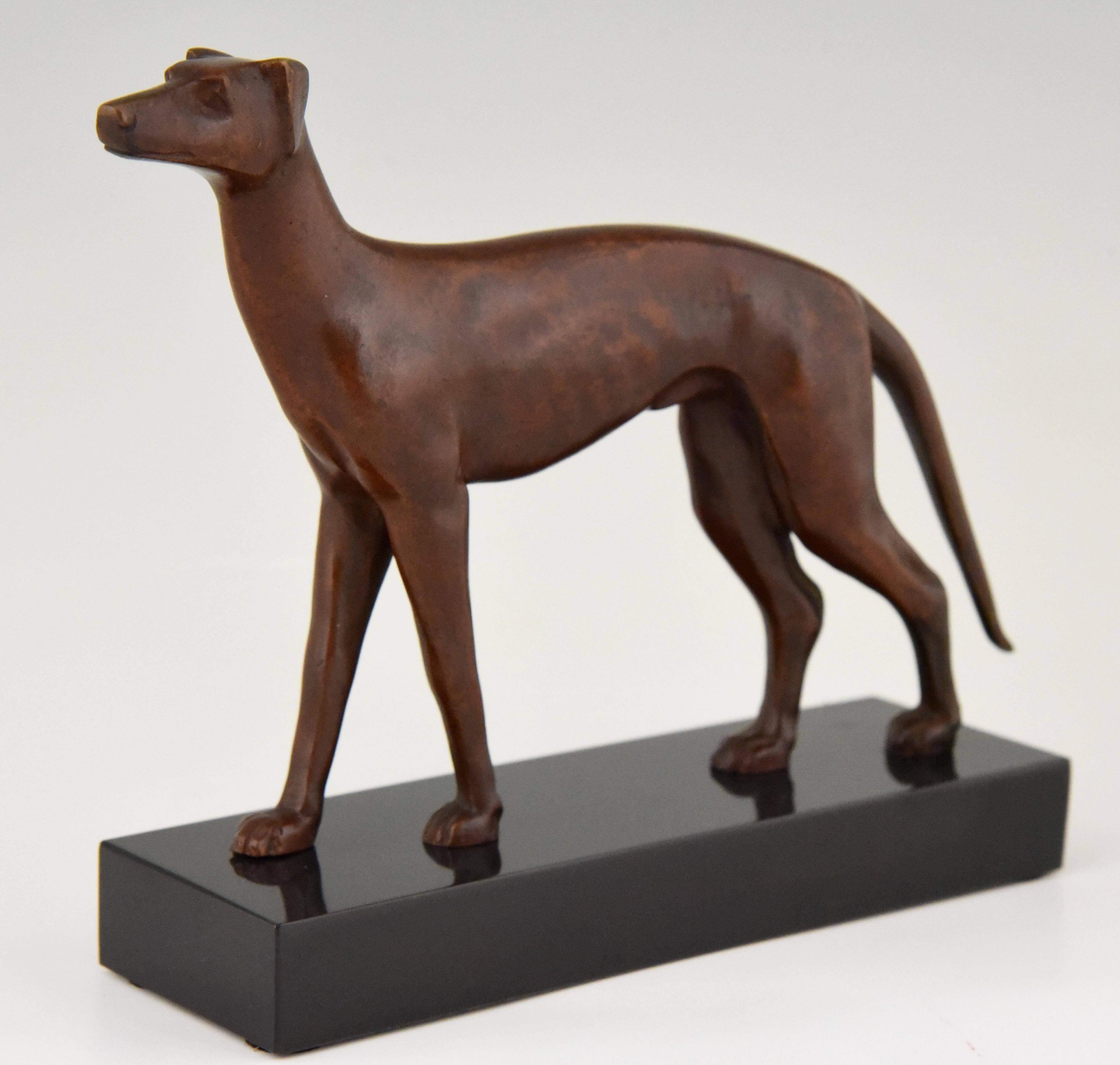 Art Deco Bronze Sculpture Greyhound Dog Jean Luc 1930 France 1