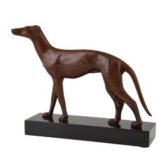 Art Deco Bronze Sculpture Greyhound Dog Jean Luc 1930 France