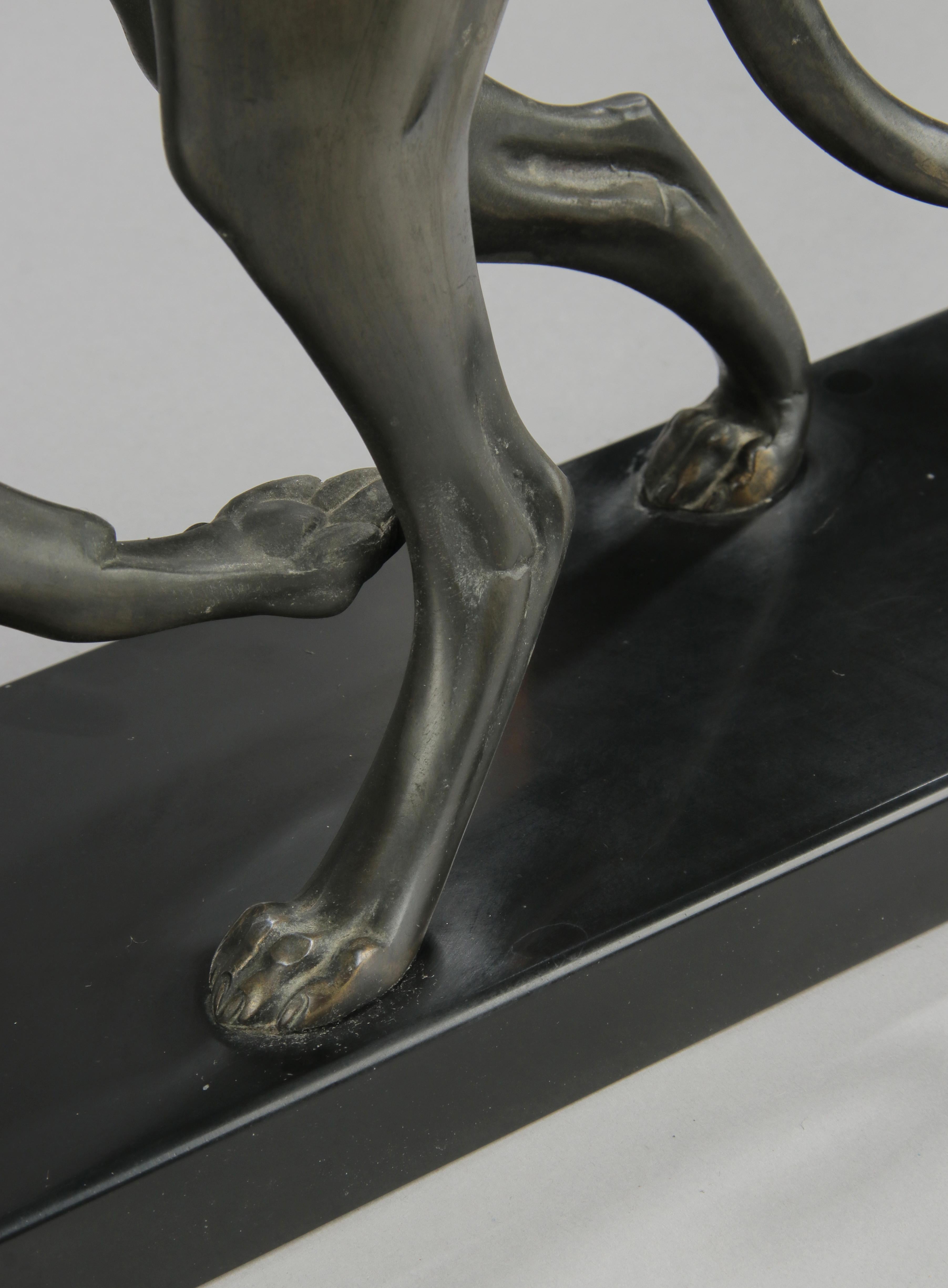Art Deco Bronze Sculpture Greyhound / Whippet by Irénée Rochard For Sale 6