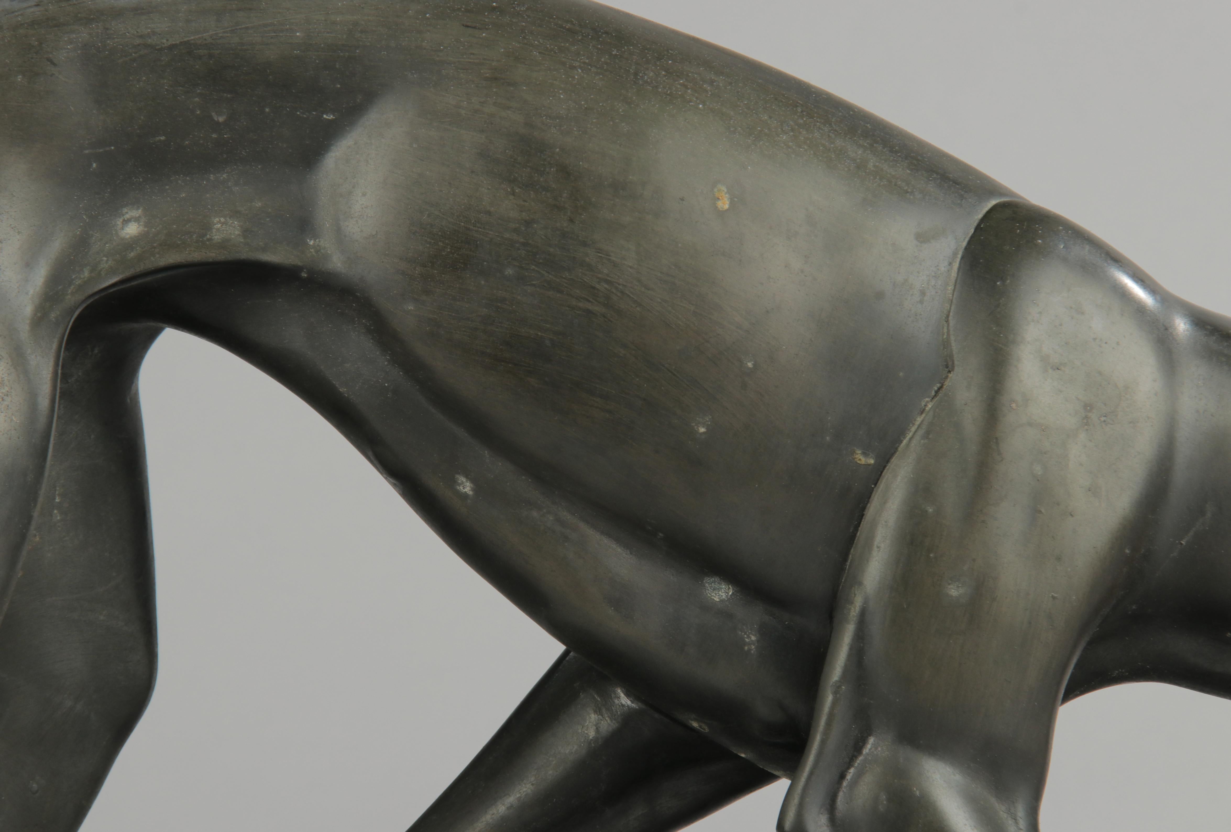 Art Deco Bronze Sculpture Greyhound / Whippet by Irénée Rochard For Sale 8