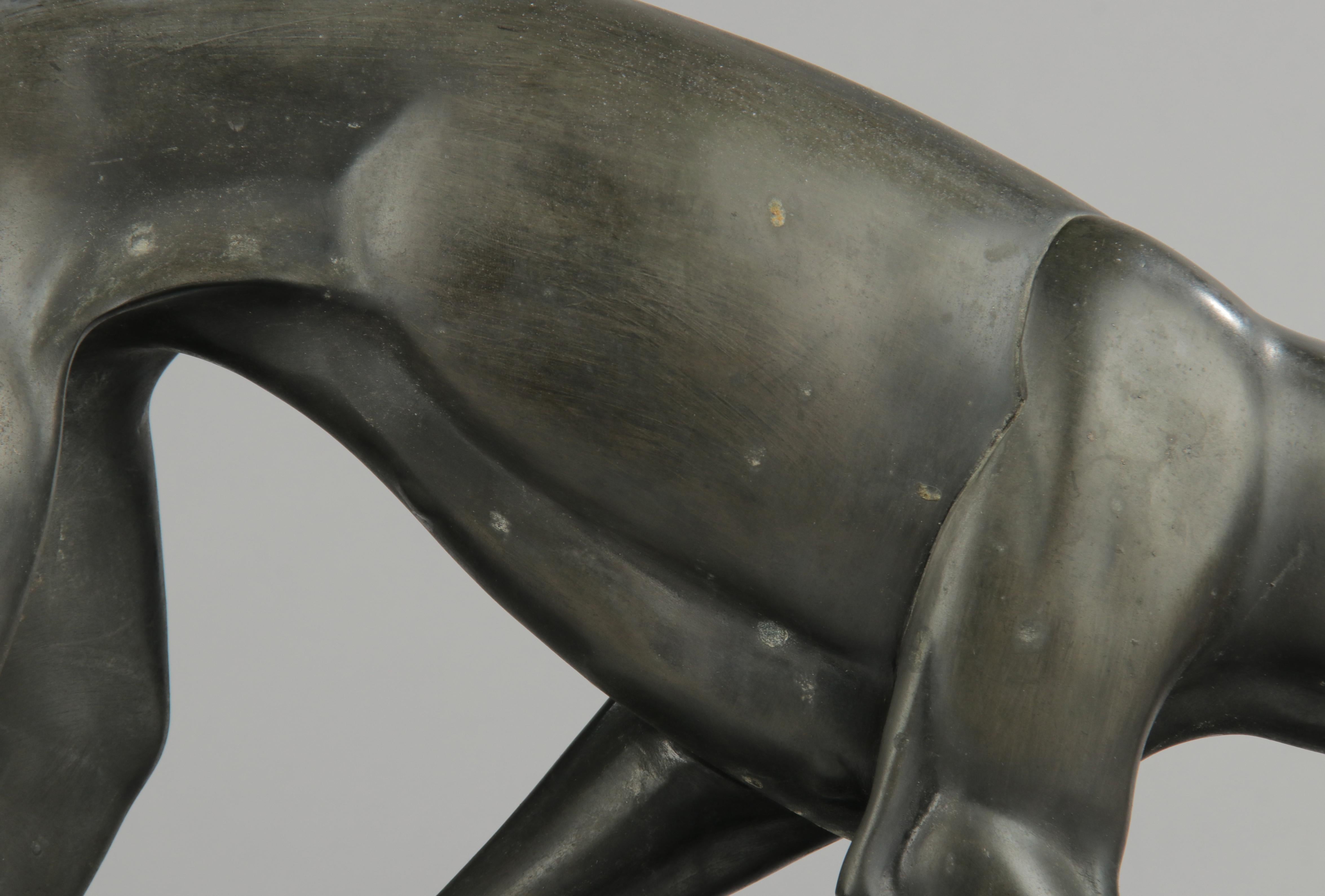 Art Deco Bronze Sculpture Greyhound / Whippet by Irénée Rochard For Sale 7