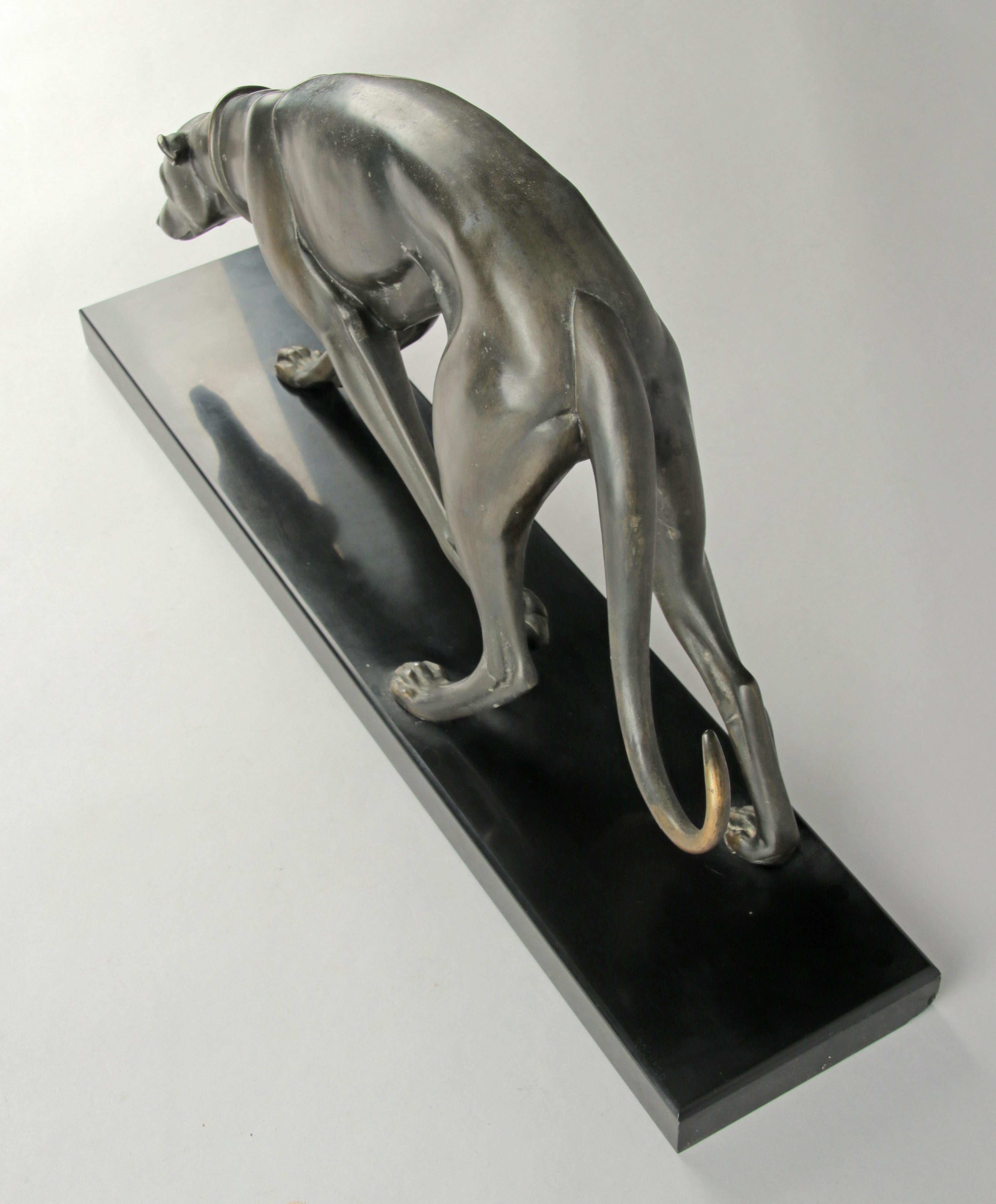 Art Deco Bronze-Skulptur Windhund / Whippet von Irénée Rochard im Angebot 8