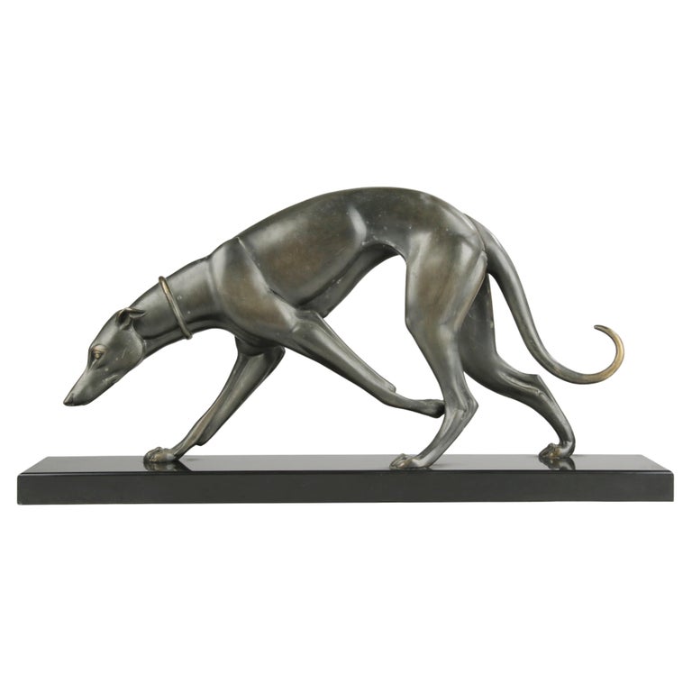 Art Deco Bronze Sculpture Greyhound / Whippet by Irénée Rochard For