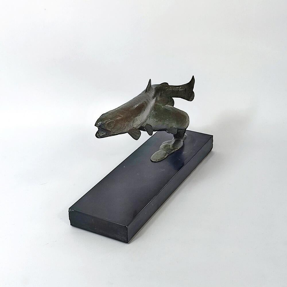 Art Deco Bronze Sculpture Jumping Trouts by André Vincent Becquerel For Sale 3