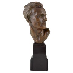 Art Deco Bronze Sculpture Male Bust Ugo Cipriani France 1930