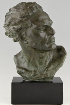 Art-Deco-Bronze-Skulptur Männliche Büste Ugo Cipriani:: Frankreich:: 1930