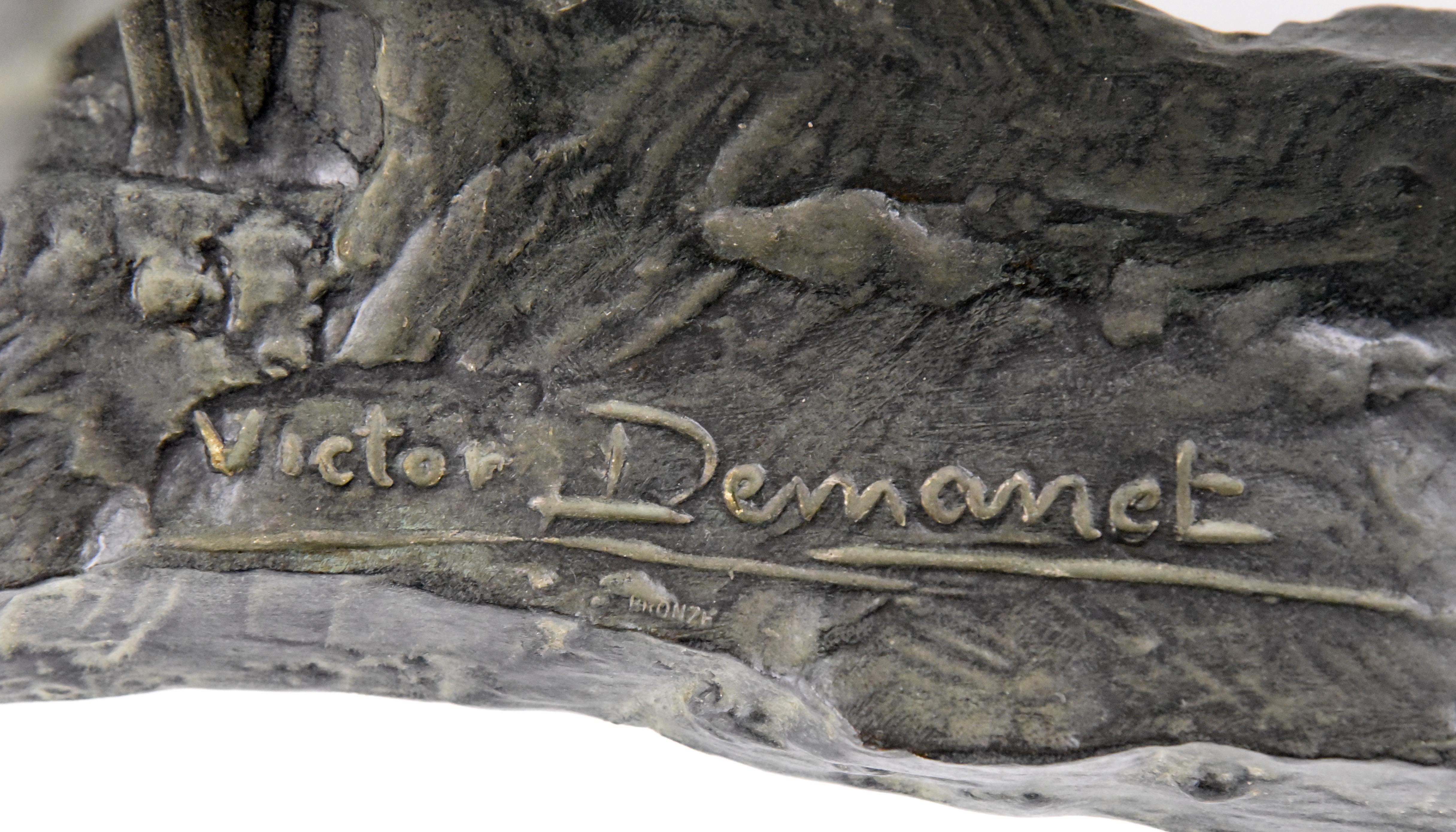 Art Deco Bronze Sculpture Male Nude Archer Hercules Victor Demanet 1925 3