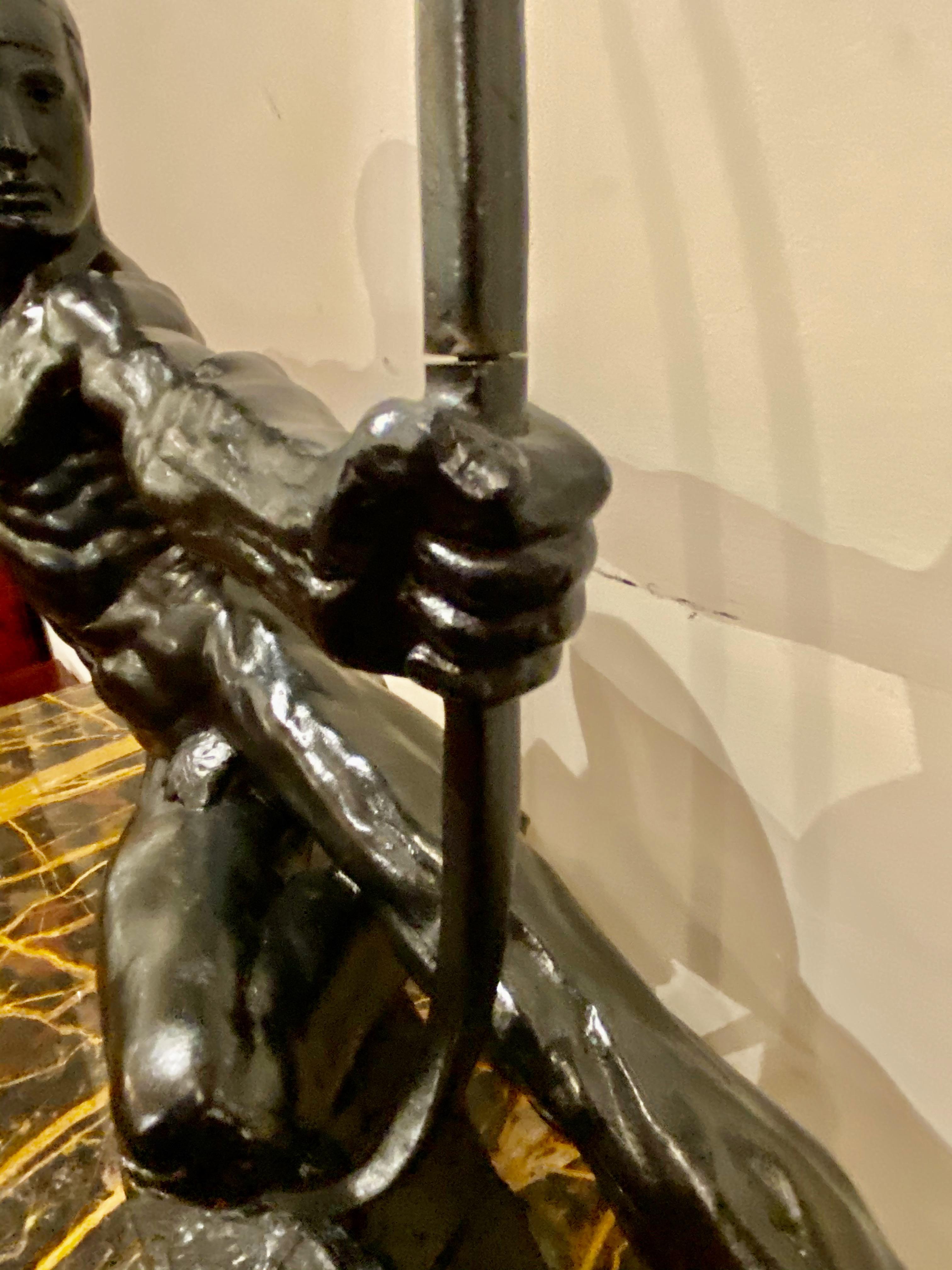 Art-Déco-Bronze-Skulptur männlicher nackter Bogenschütze Herkules Victor Demanet, 1925 3