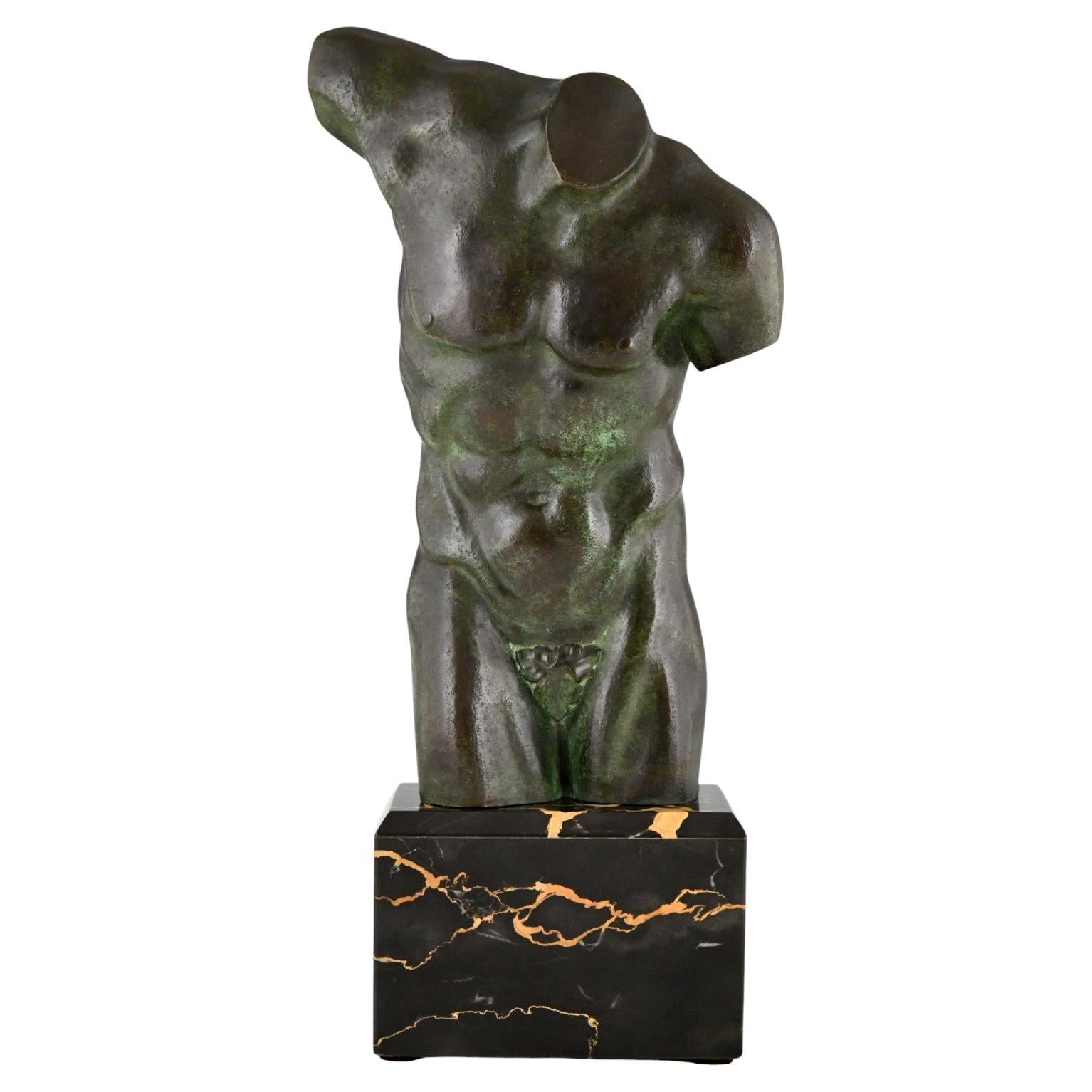 Art Deco Bronzeskulptur männlicher Torso Frankreich 1930